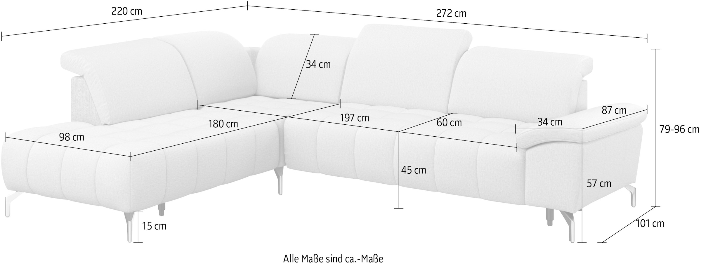 sit&more Ecksofa »Cool L-Form«, wahlweise mit Kopfteilverstellung und Vorziehsitz motorisch