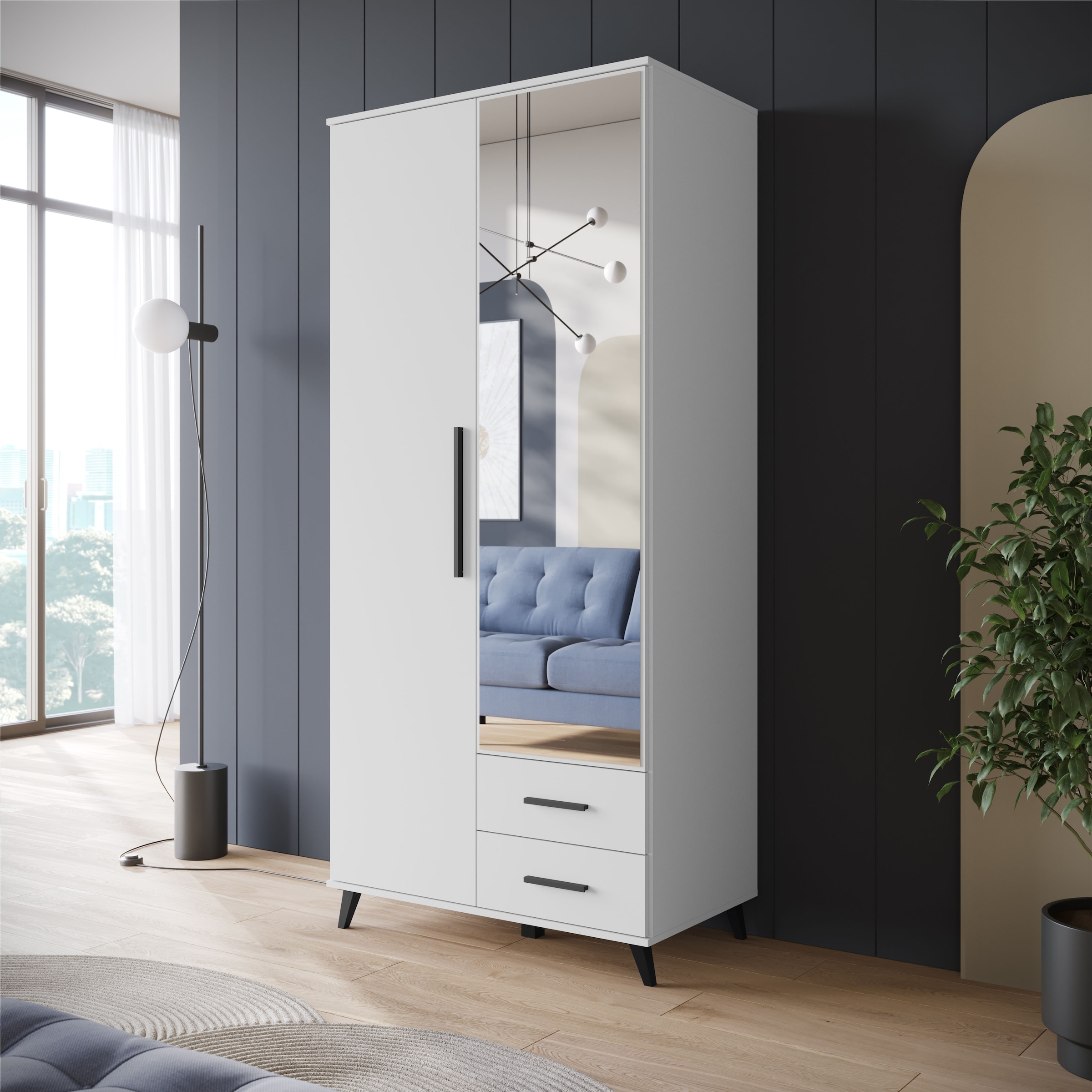 INOSIGN Kleiderschrank »Lagos, Garderobe«, (Packung, 1 St.), Moderner Drehtürenschrank, FSC-zertifiziert, Schlafzimmerschrank