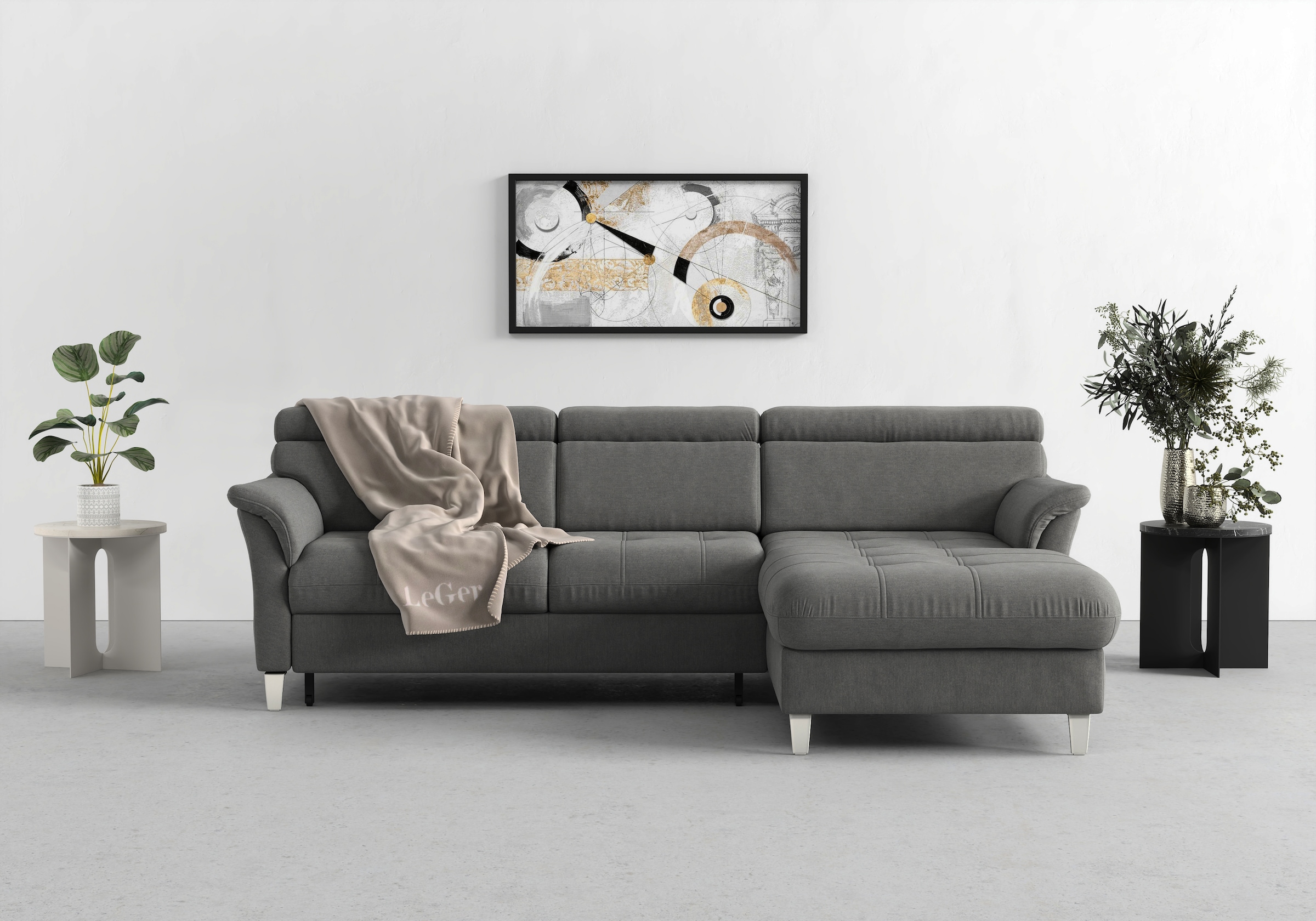 sit&more Ecksofa »Marano L-Form«, inklusive Kopfteilverstellung, wahlweise mit Bettfunktion, Bettkasten