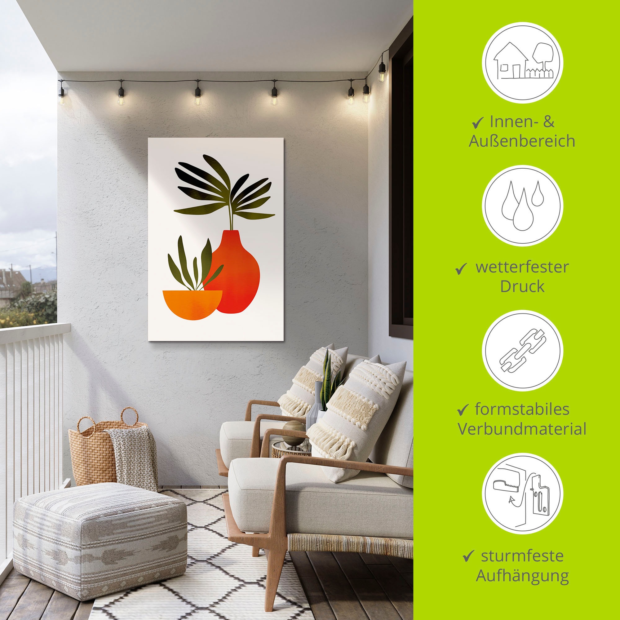 Artland Wandbild »Skandinavisches Stillleben«, Vasen & Töpfe, (1 St.), als Alubild, Outdoorbild, Leinwandbild, Poster in verschied. Größen
