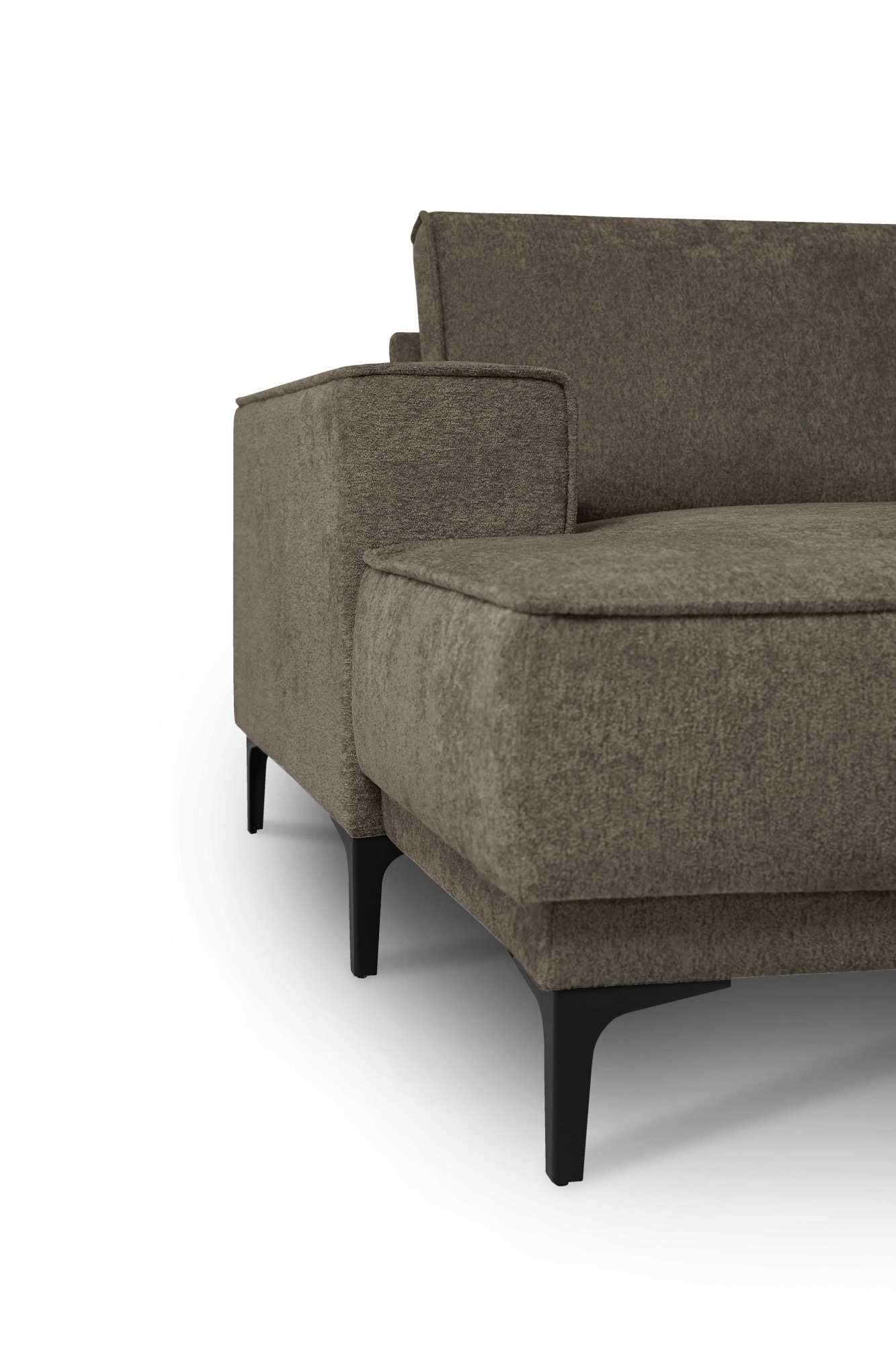 Places of Style Wohnlandschaft »XXL Sofa Oland, Struktur, Flachgewebe, Luxus-Microfaser, Boucle«, U-Form, 342 cm, Wellenunterfederung, Skandi-Design, Metallfüße