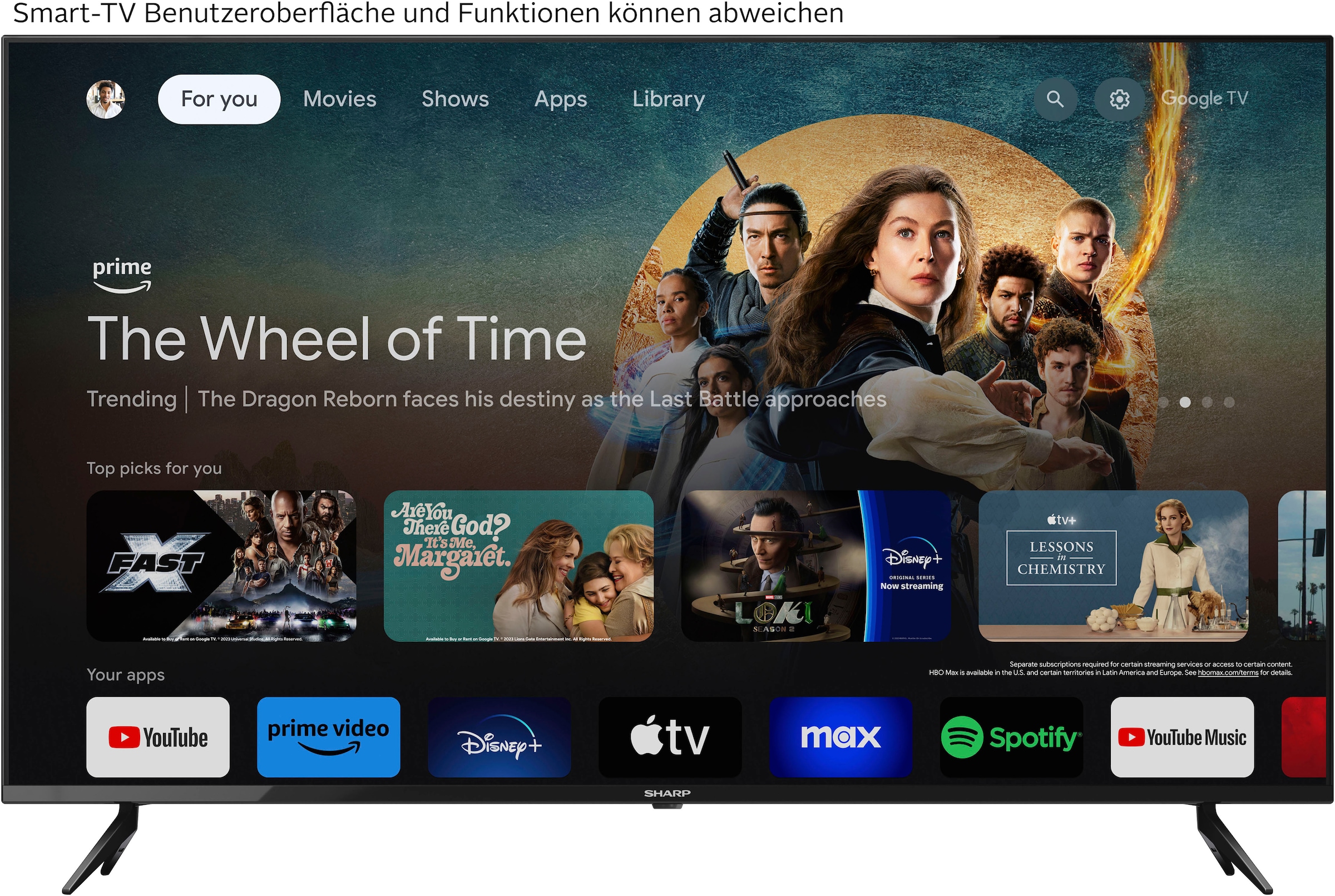 Sharp LED-Fernseher »4T-C43GLx«, 4K Ultra HD, Google TV-Smart-TV, 4K Ultra HD, Dolby Atmos, Dolby Vision, HDMI 2.1 mit eARC)
