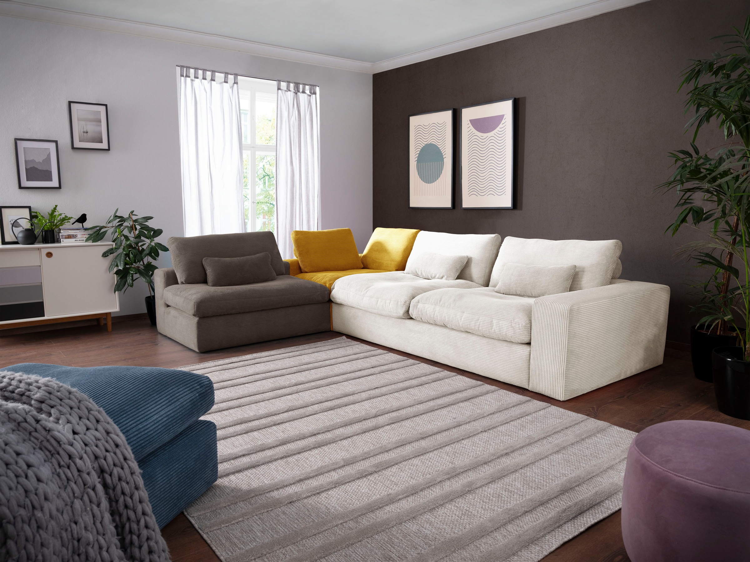 alina Ecksofa »Sandy«, mit losen Sitz und Rückenkissen, in modernem Cordstoff