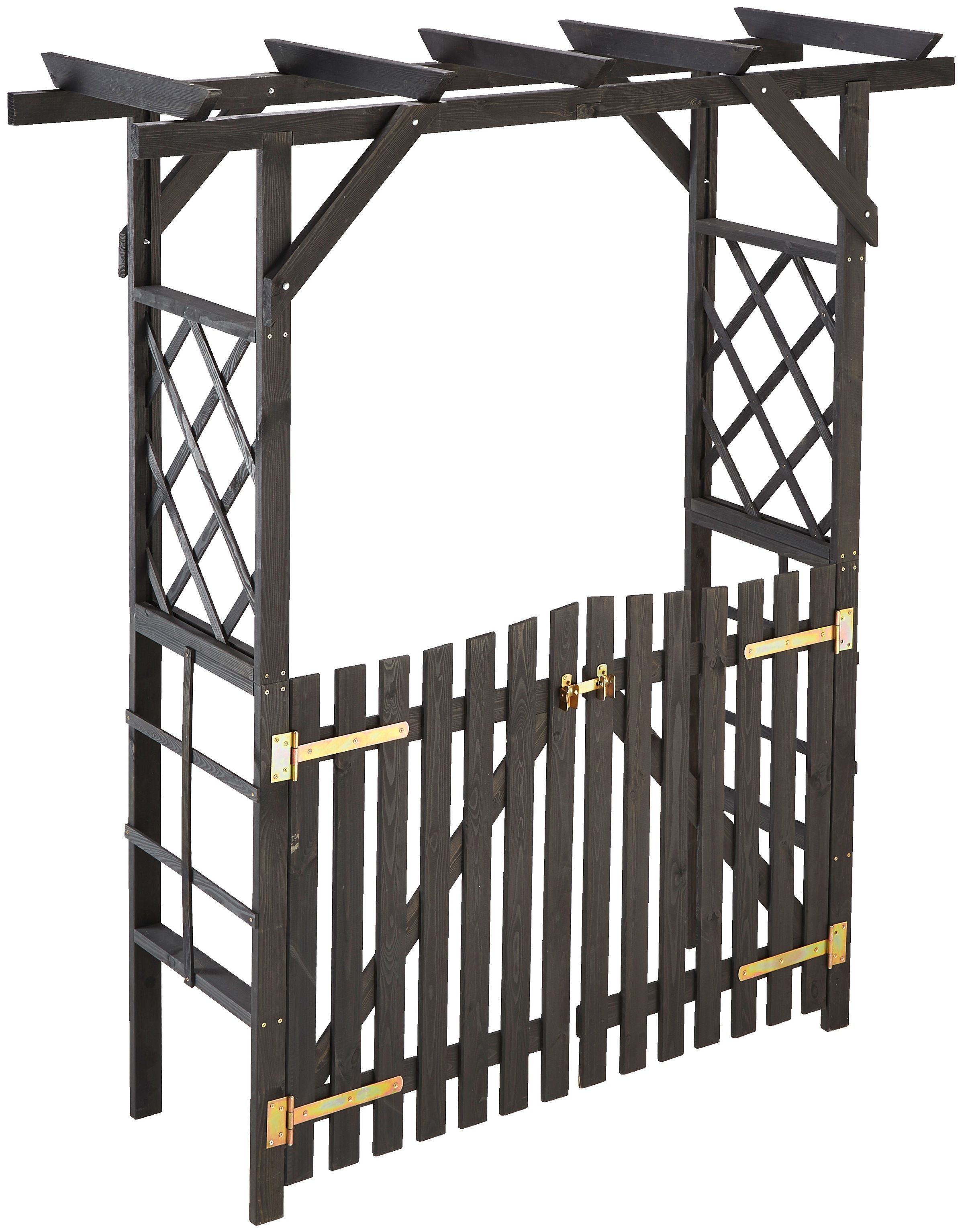 promadino Rosenbogen »Pergola Ben«, (Set), BxTxH: 200x65x208 cm, mit Türen, anthrazit