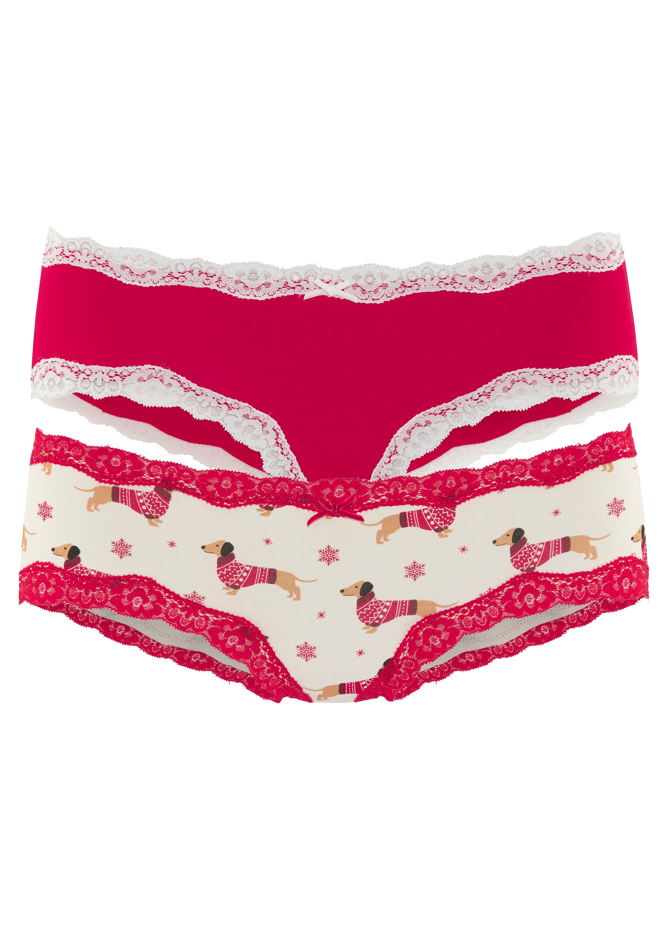 LASCANA Hipster Packung, 2 Stk. mit floraler Spitze