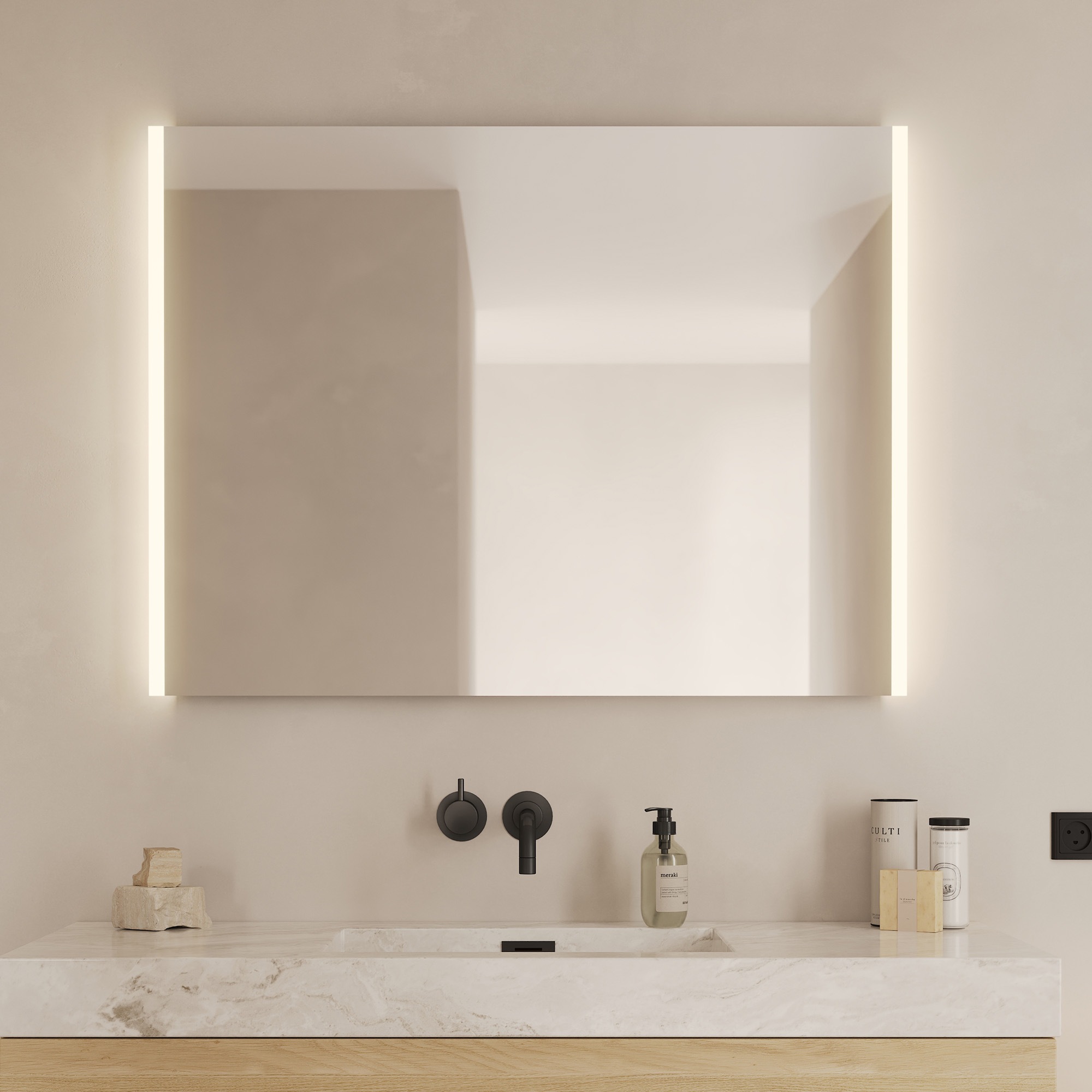 Loevschall LED-Lichtspiegel »Lago Quadratisch, Badzimmerspiegel mit LED Bel günstig online kaufen