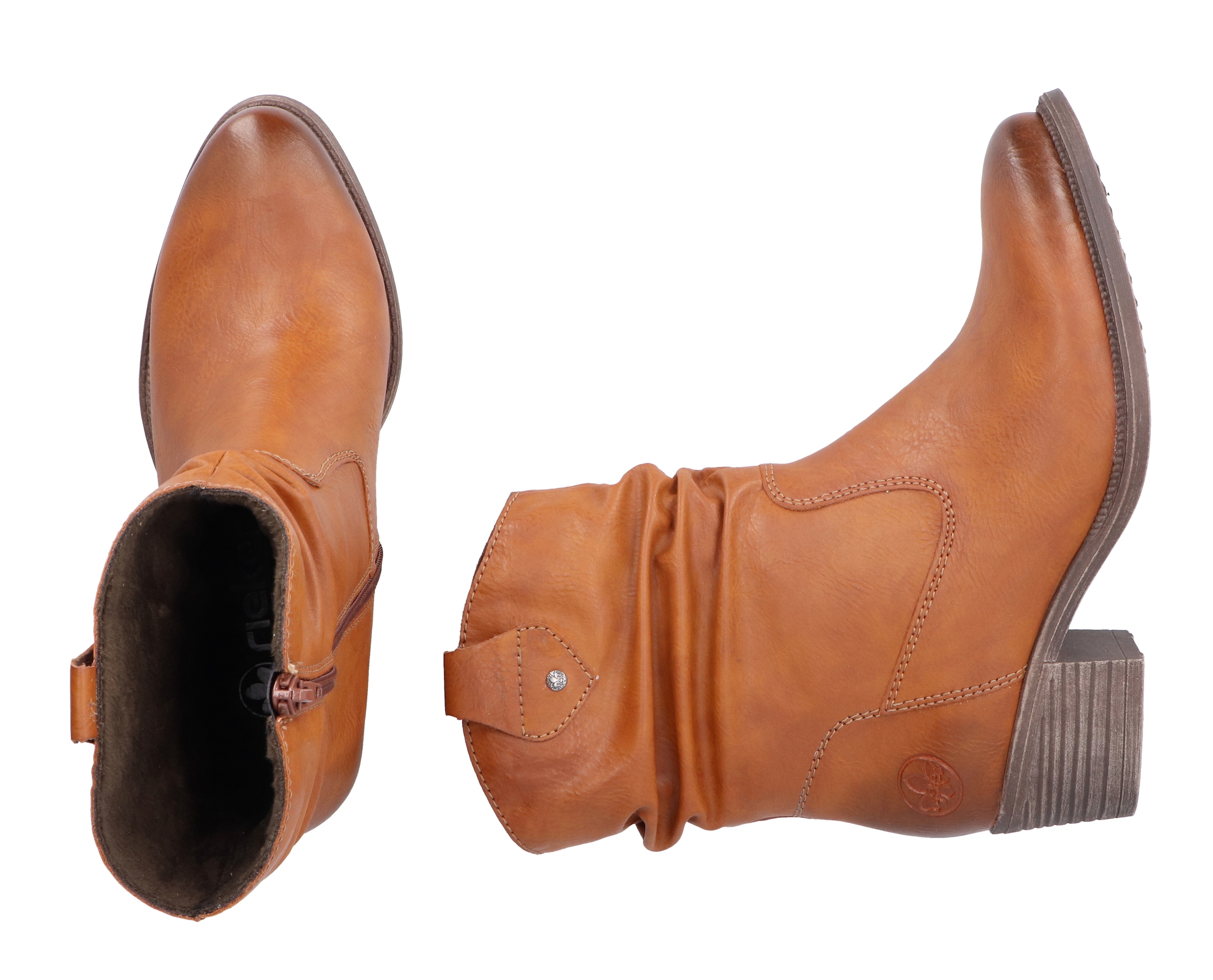 Rieker Westernstiefelette, Cowboyboots, slouchy Schaft, Blockabsatz, mit Innen-Reißverschluss