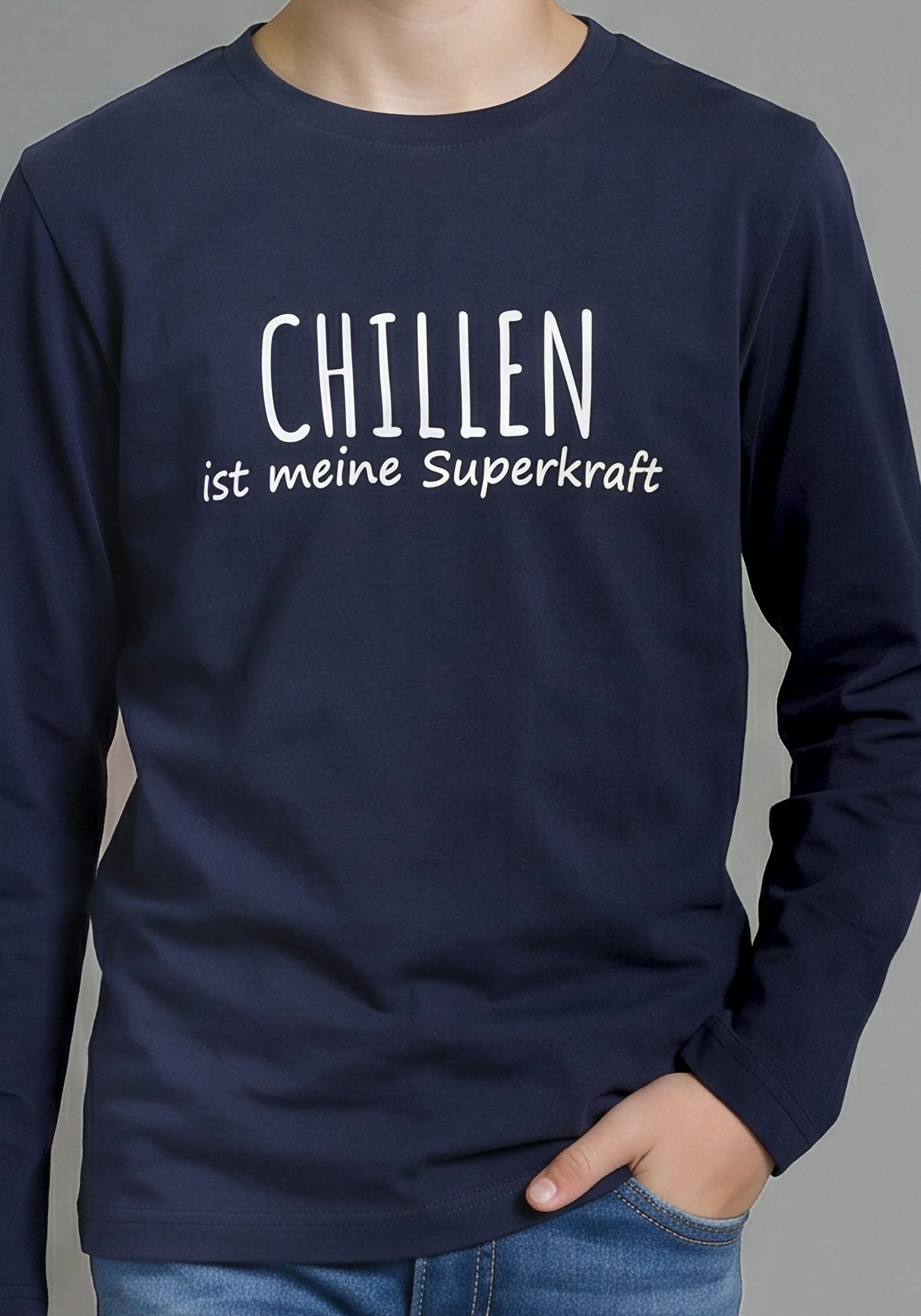 KIDSWORLD Langarmshirt »Sprücheshirt: CHILLEN ist meine Superkraft« modischer Stil, für Basic-Anlässe