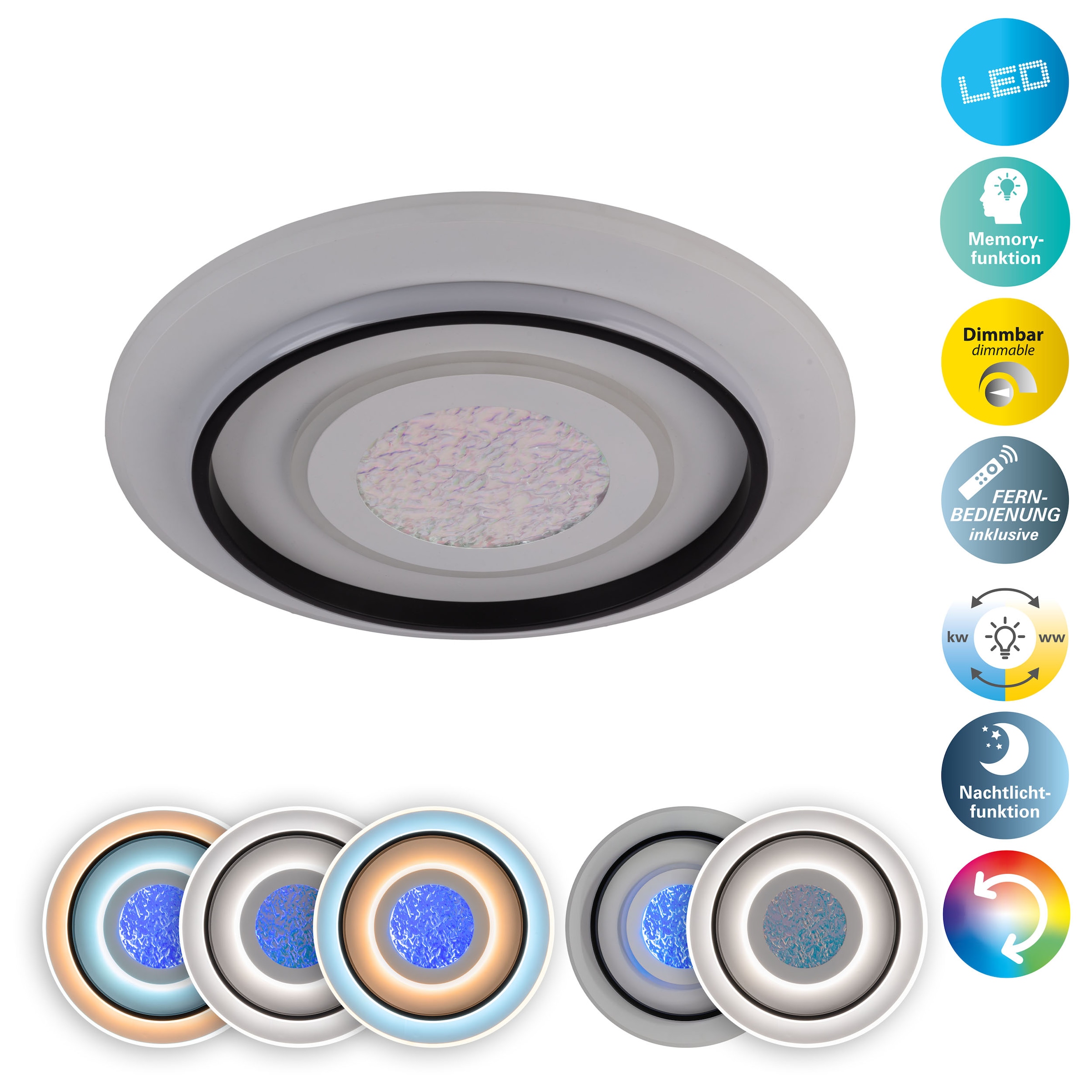 näve LED Deckenleuchte »Stelios« LED-Modul 1 Stk. RGB   warmweiß - kaltweiß günstig online kaufen