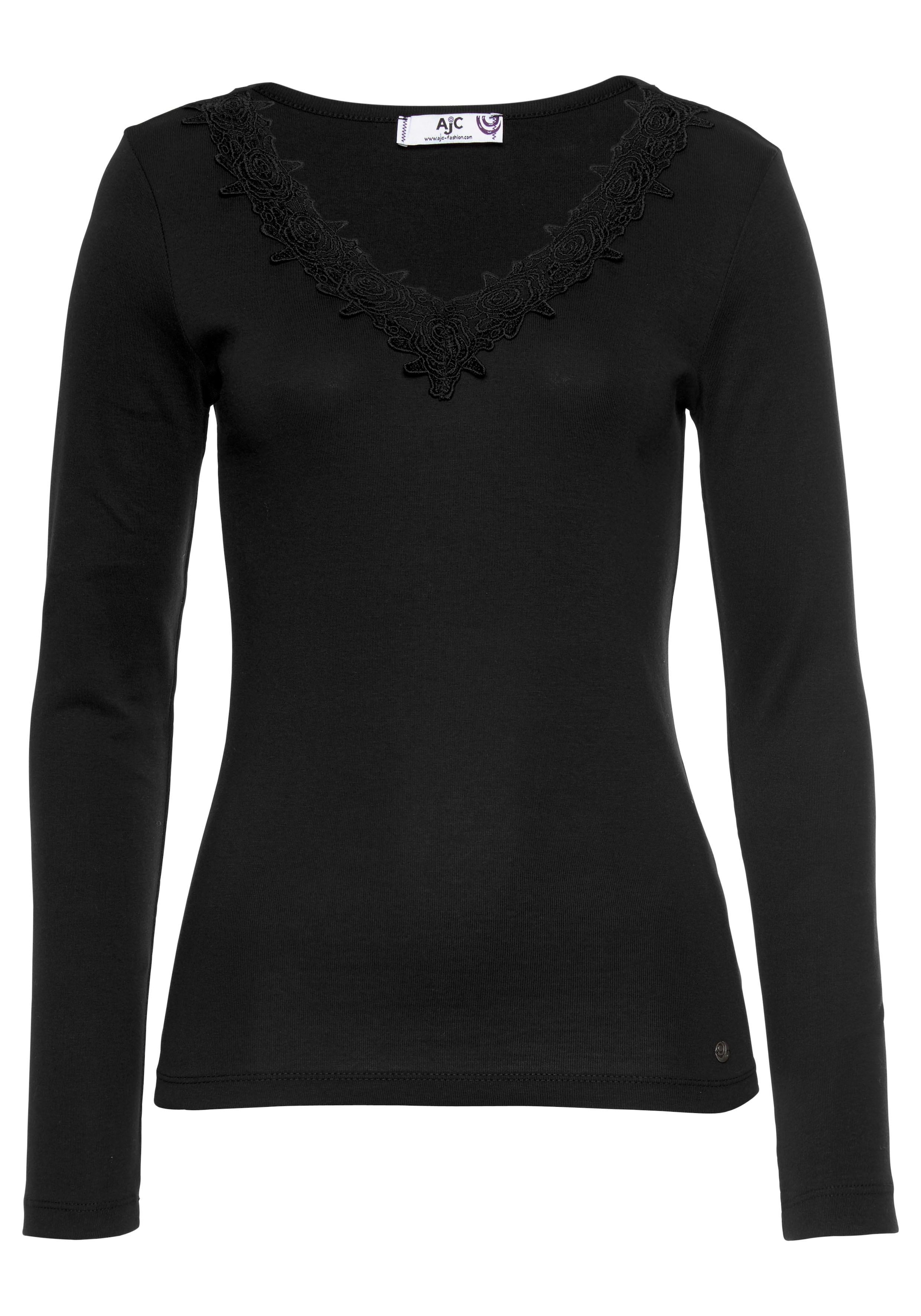 AJC Langarmshirt Langarm,  figurbetont,  mit zauberhafter Spitze
