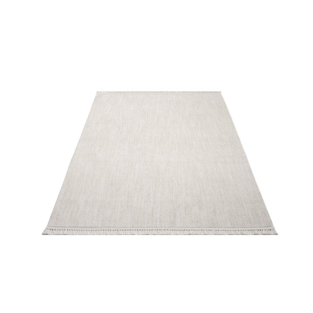 Carpet City Teppich »CLASICO 0052«, rechteckig, 11 mm Höhe, Läufer, Kurzflor, Hochtief-Muster, Boho, Fransen, Wohnzimmer