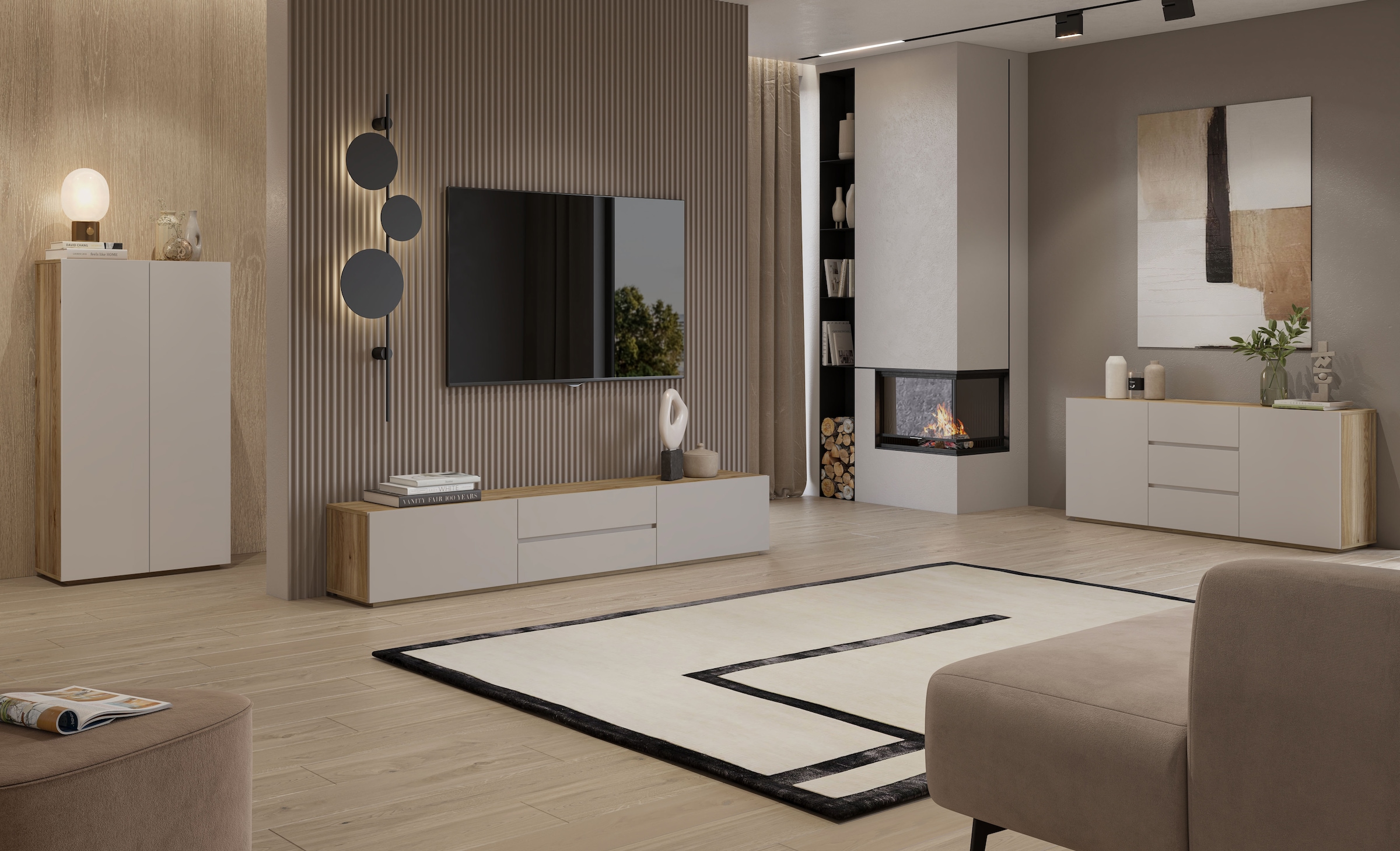 INOSIGN Lowboard »Criss, Breite 200 cm, moderne grifflose TV-Kommode« TV-Kommode, TV-Schrank, hängend und stehend montierbar