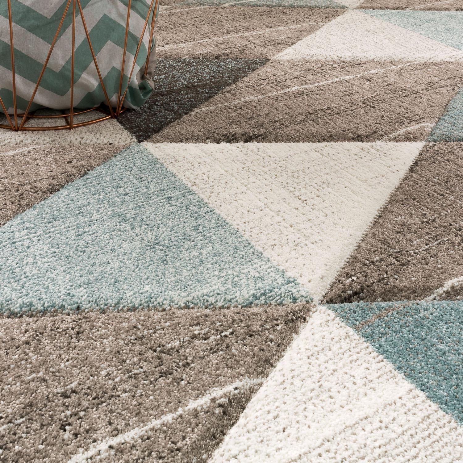 Paco Home Teppich »Lara 234«, rechteckig, 16 mm Höhe, Kurzflor, modernes Rauten Design, handgefertigter Konturenschnitt