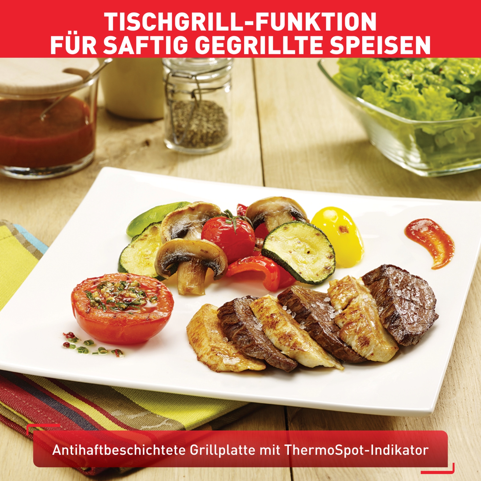 Tefal Raclette »Ambiance, inkl. Tischgrill-Funktion, abnehmbares Kabel«, 10 St. Raclettepfännchen, 1350 W, spülmaschinengeeignete Platte, RE4588
