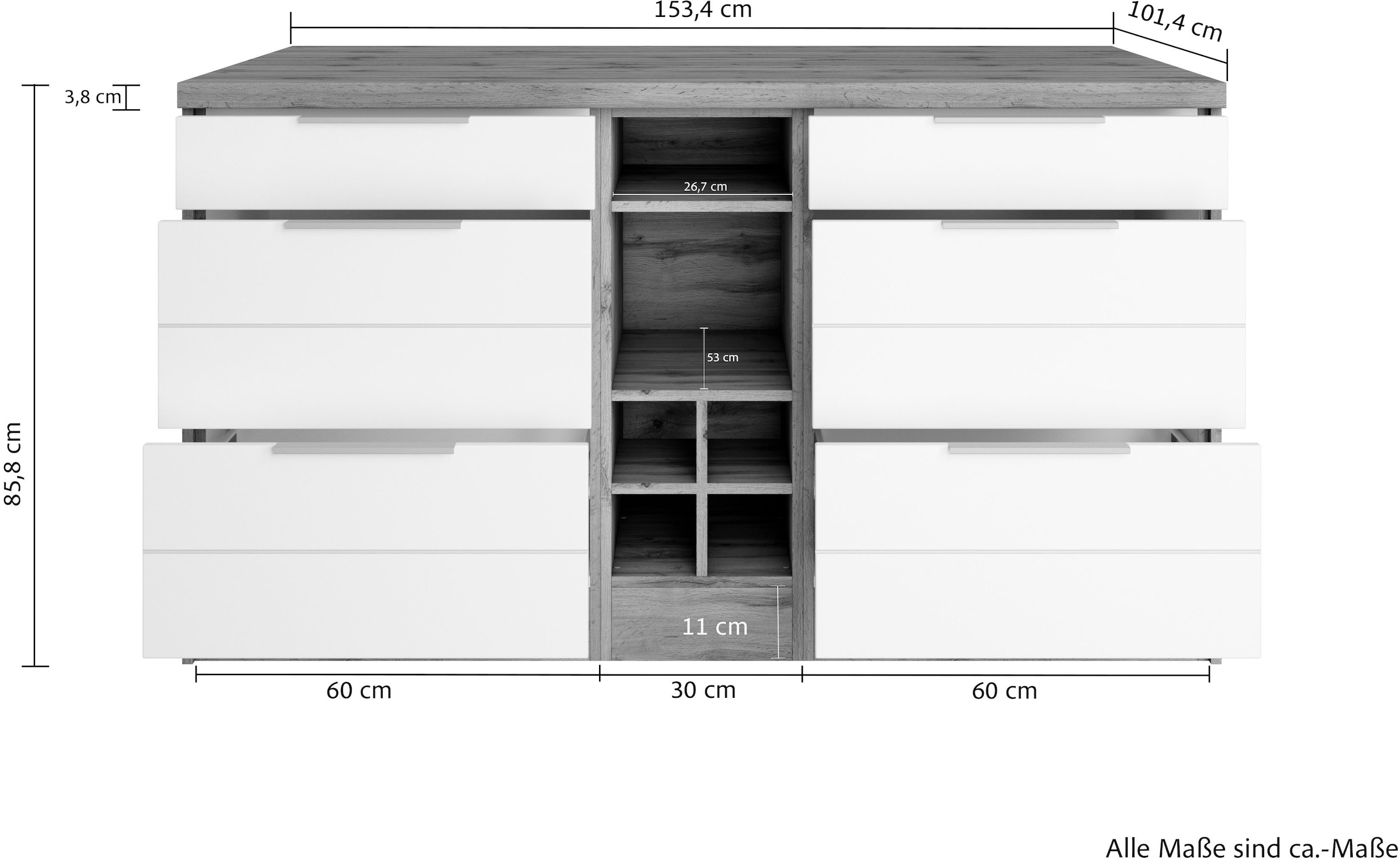 KOCHSTATION Kücheninsel »KS-Luhe, Breite 153 cm, mit Flaschenregal«, MDF-Fronten, Arbeitsplatte 38mm stark