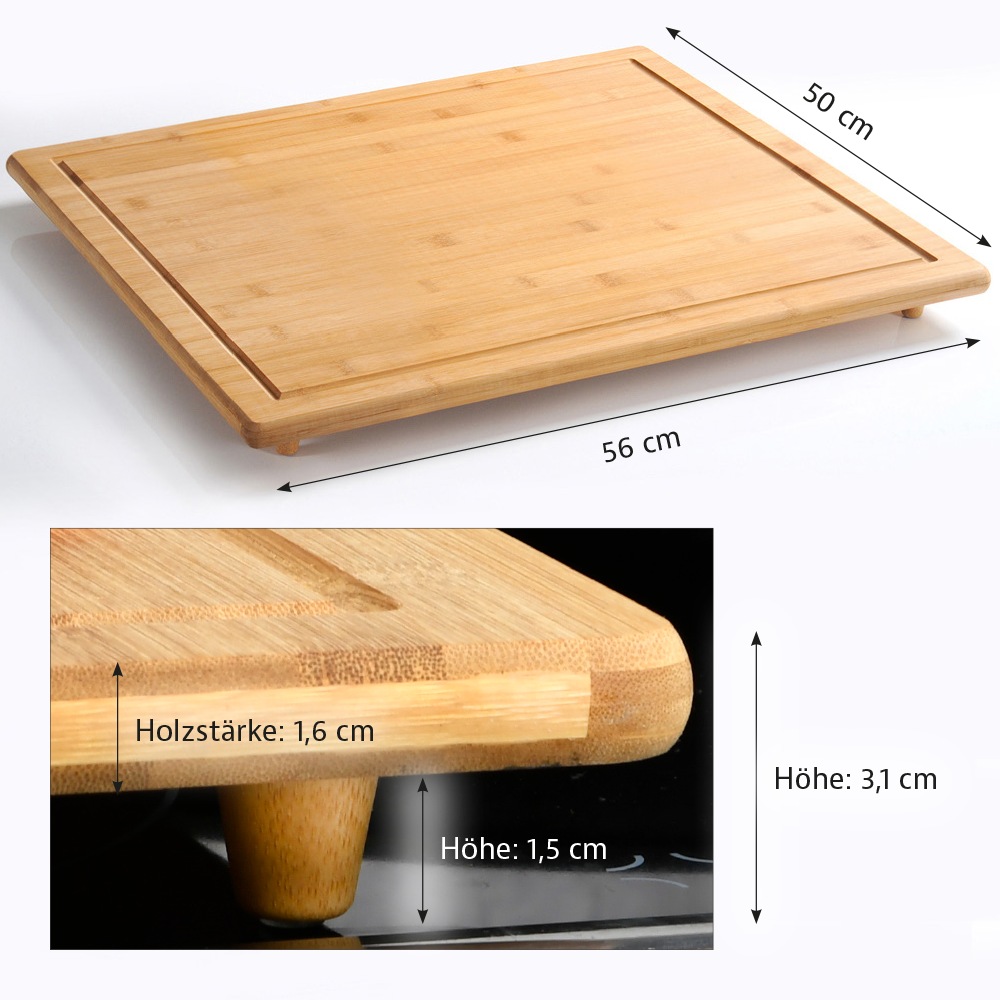 KESPER® Herdblende-/Abdeckplatte »Herdabdeckplatte, Bon appetit, Bambus«, (1 tlg.), mit vier Bambusfüßen