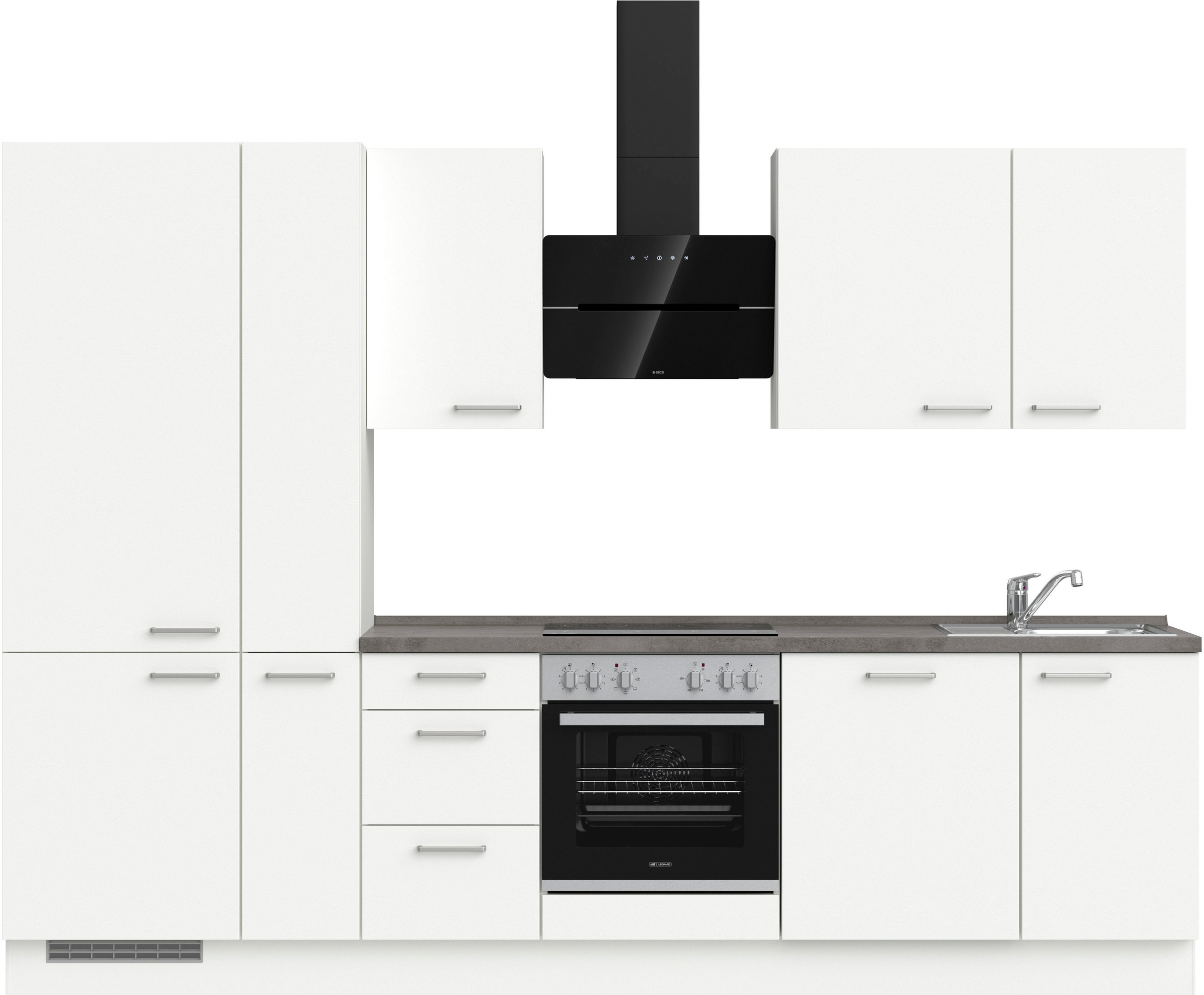 nobilia® Küchenzeile »"Touch II", NEU: individuell anpassbar mit gratis Profi-Beratung« vormontiert, Breite 300 cm, Ausrichtung wählbar, wahlw. mit E-Geräten