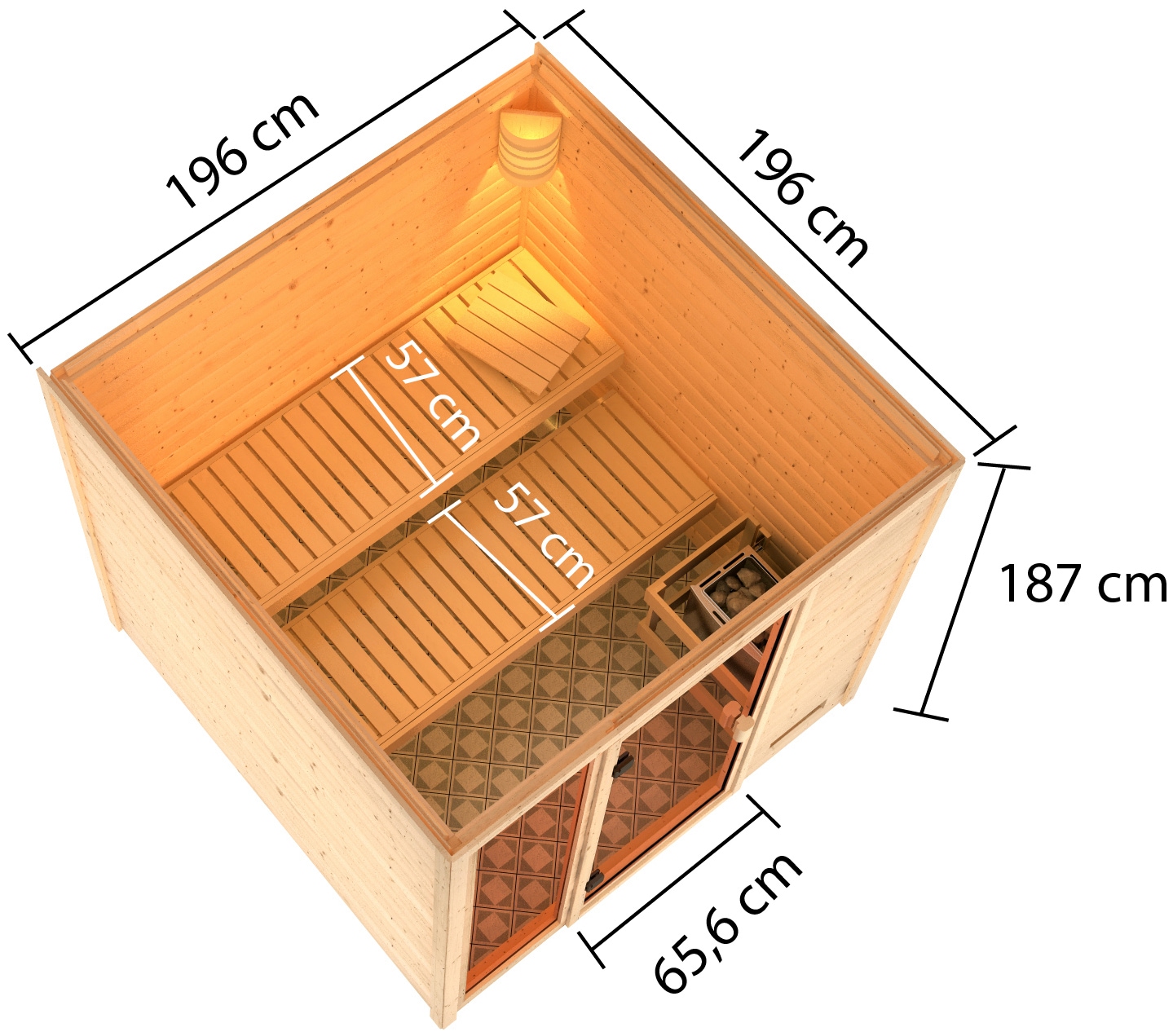 welltime Sauna »Jackie«, 9-kW-Ofen mit ext. Steuerung