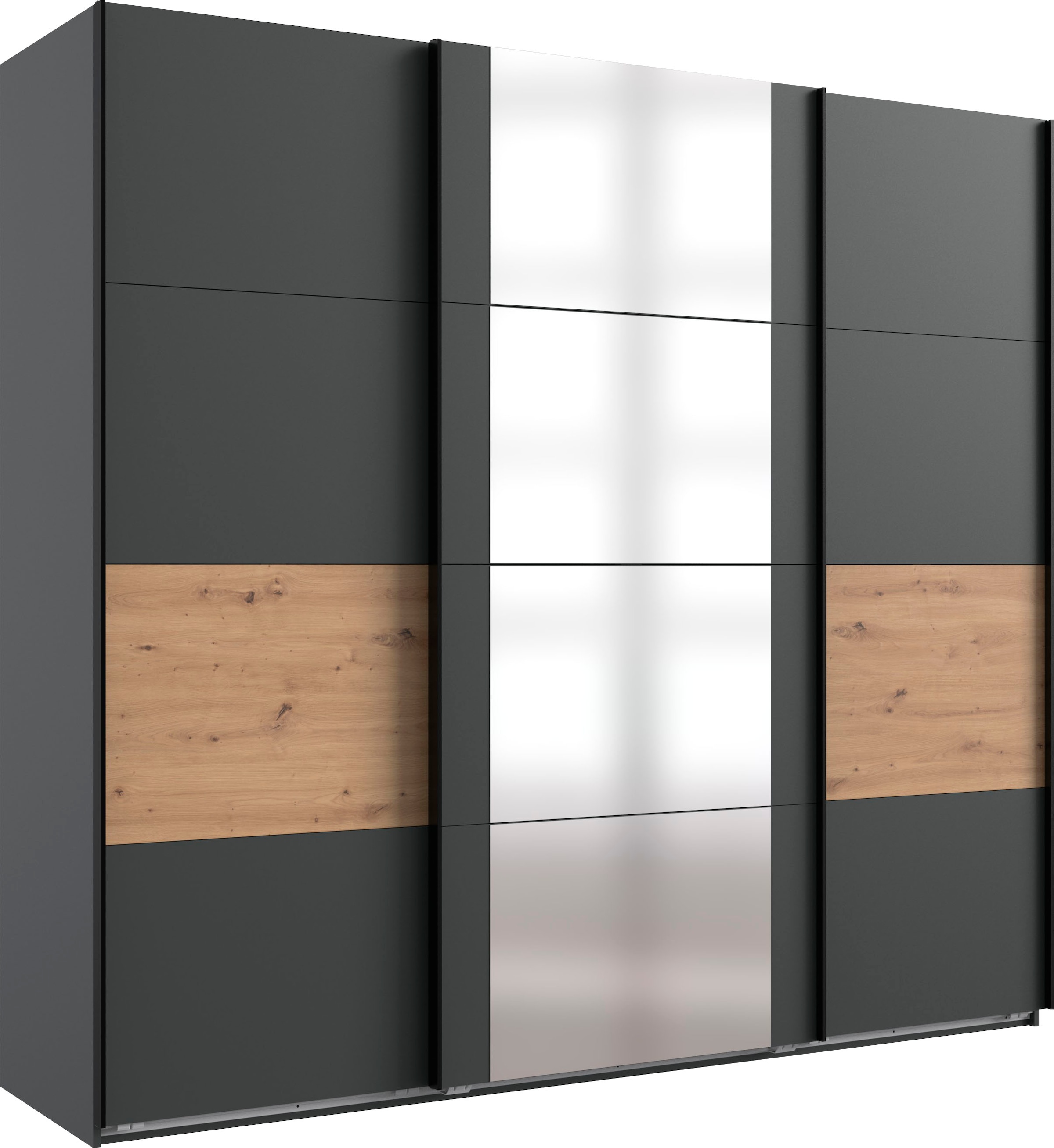 Wimex Schwebetürenschrank »Barmbek Schlafzimmerschrank BESTSELLER Garderobenschrank«, Kleiderschrank mit 2 Stoffboxen und 2 zusätzlichen Böden, Spiegeltür