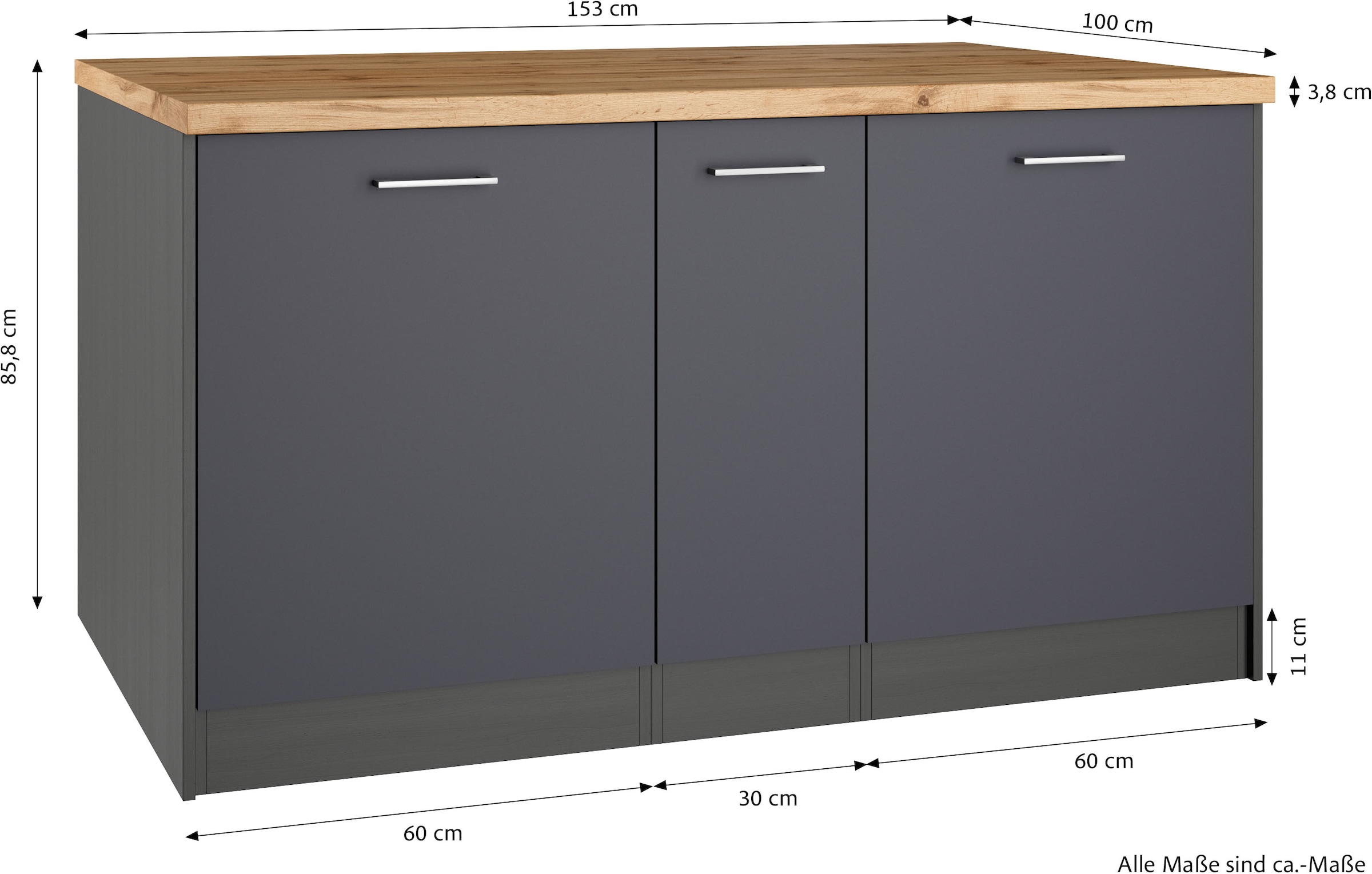 KOCHSTATION Kücheninsel »KS-Milan«, Stellmaß 153/100 cm, viel Stauraum, Lebensmittelpunkt: Küche