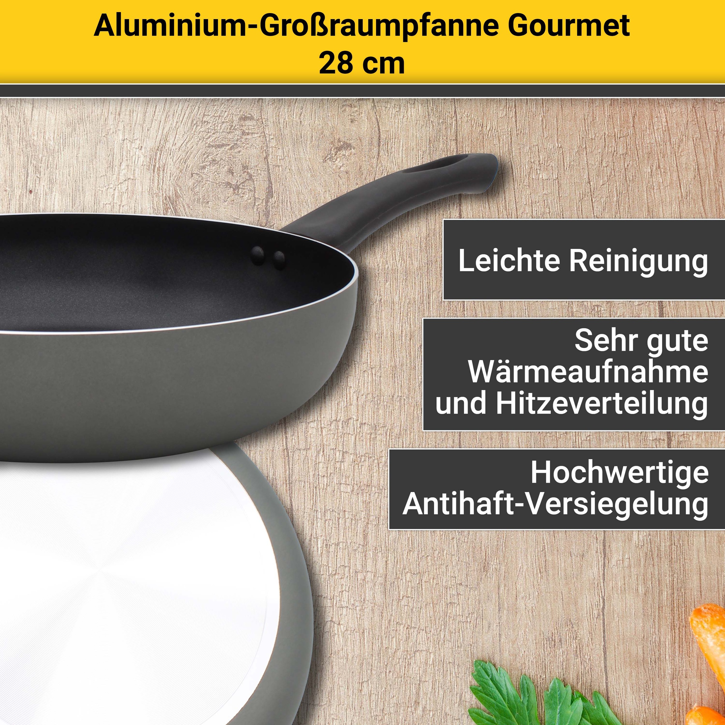 Krüger Bratpfanne »Aluminium Großraumpfanne Gourmet, 28 cm«, Aluminium, (1 günstig online kaufen