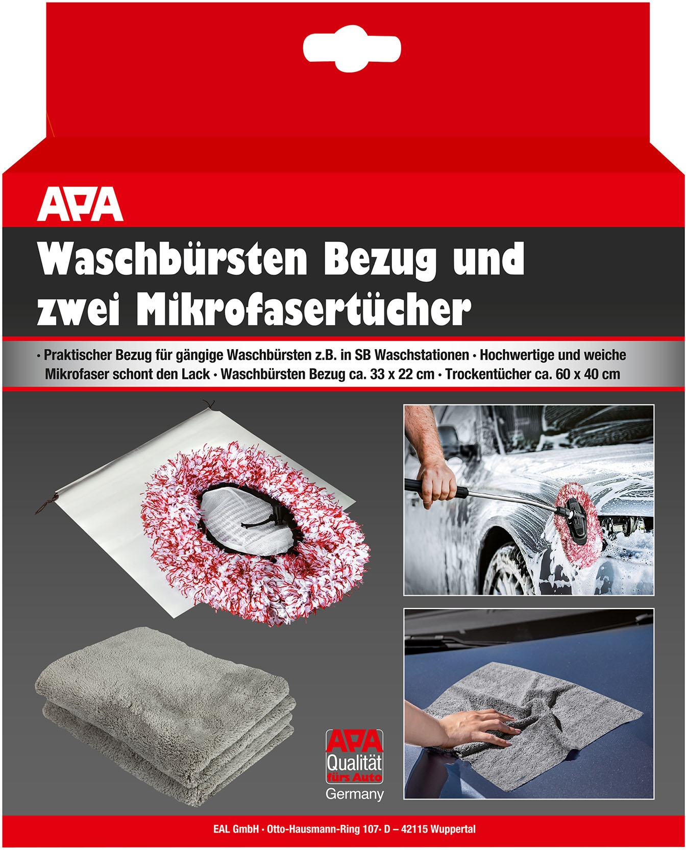 APA Mikrofasertuch »Waschbürsten Bezug und Mikrofasertücher«, Mikrofaser, 12 cmx22 cm, (Set, 3 St., Waschbürsten Bezug und 2 Mikrofasertücher)