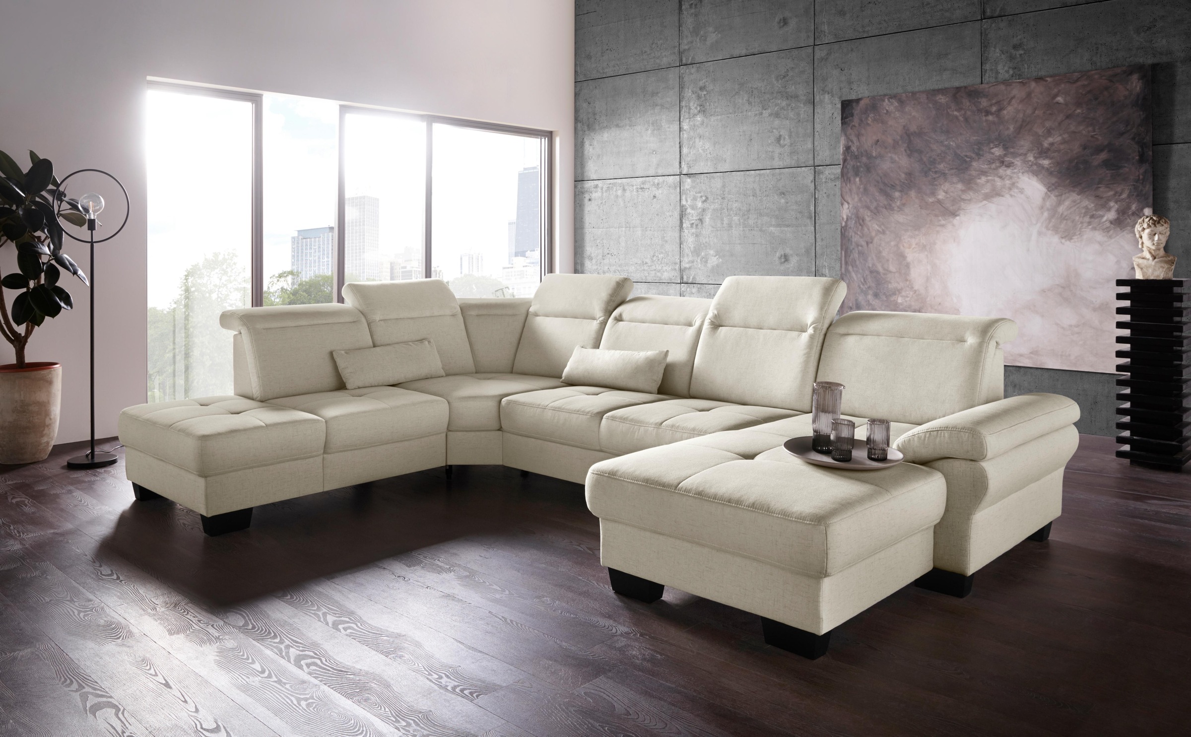 Home affaire Wohnlandschaft »Cornwall U-Form« inkl. Sitztiefenverstellung, günstig online kaufen