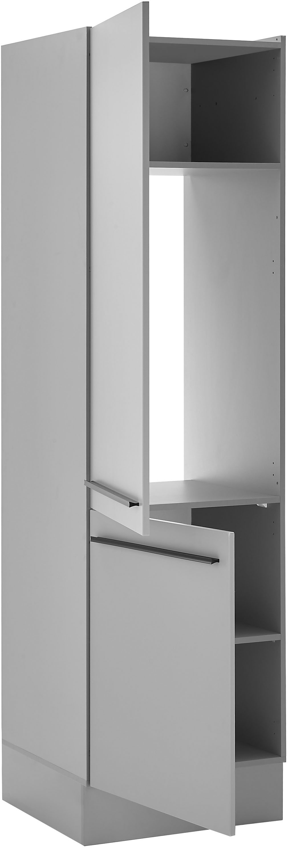 BASIC by Balculina Kühlumbauschrank »Denver, Küchenschrank BxHxT 60 x 211 x 57«, (1 St.), Breite 60cm, in grau matt/lancelot eiche