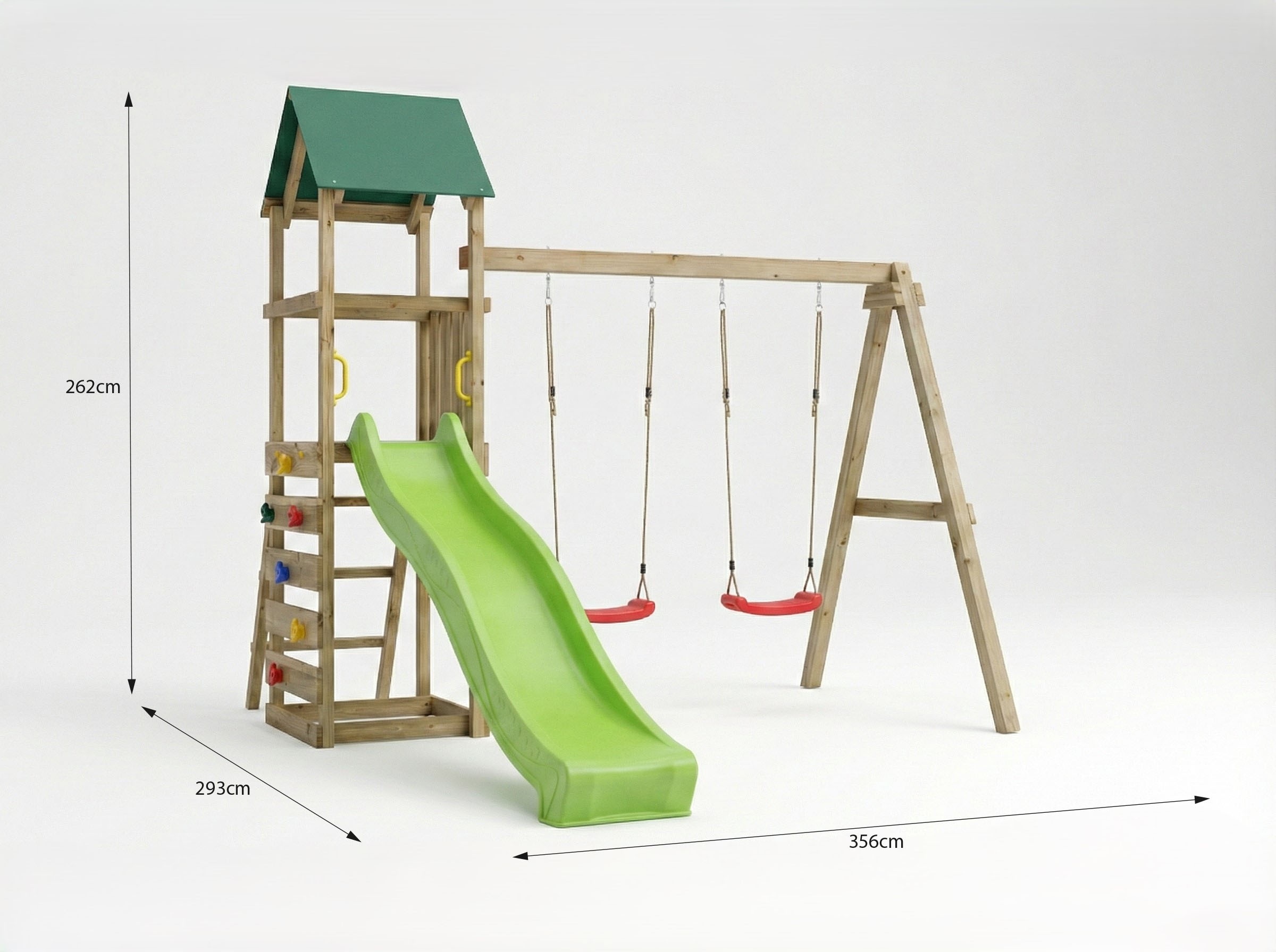 FUNGOO Spielturm »MaxPlay 2.1« mit Rutsche, Doppelschaukel und Kletterwand