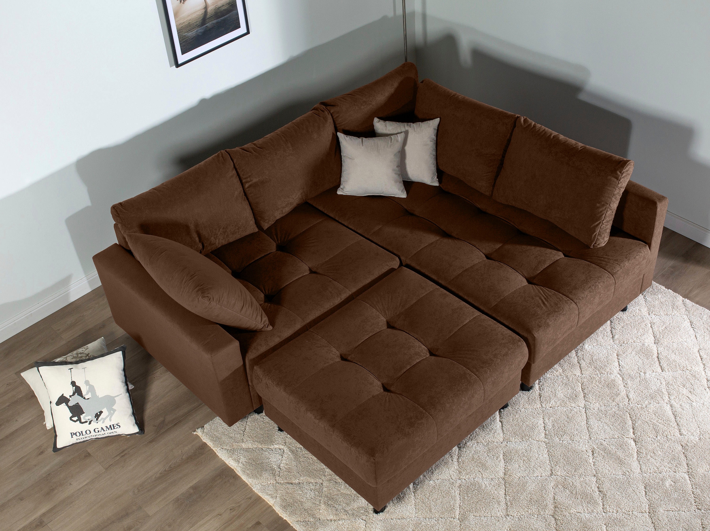 Home affaire Ecksofa »Toni L-Form«, Ottomane beidseitig montierbar, Federkern-Polsterung
