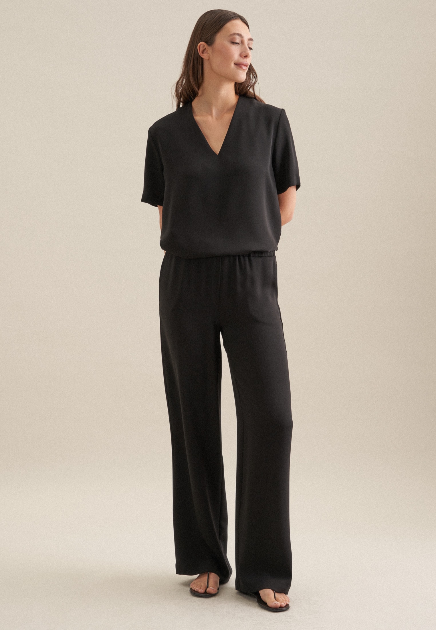 seidensticker Shirtbluse »Schwarze Rose« Kurzarm V-Neck Uni