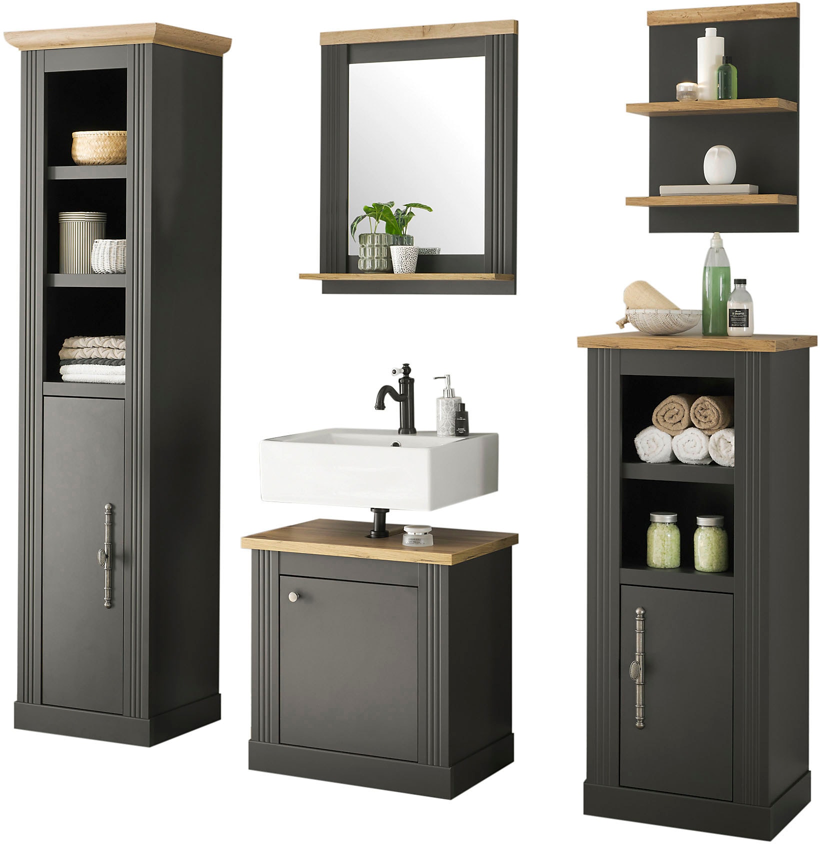 Home affaire Badmöbel-Set »WESTMINSTER, Bad im Landhausstil, 5-teiliges Bad günstig online kaufen