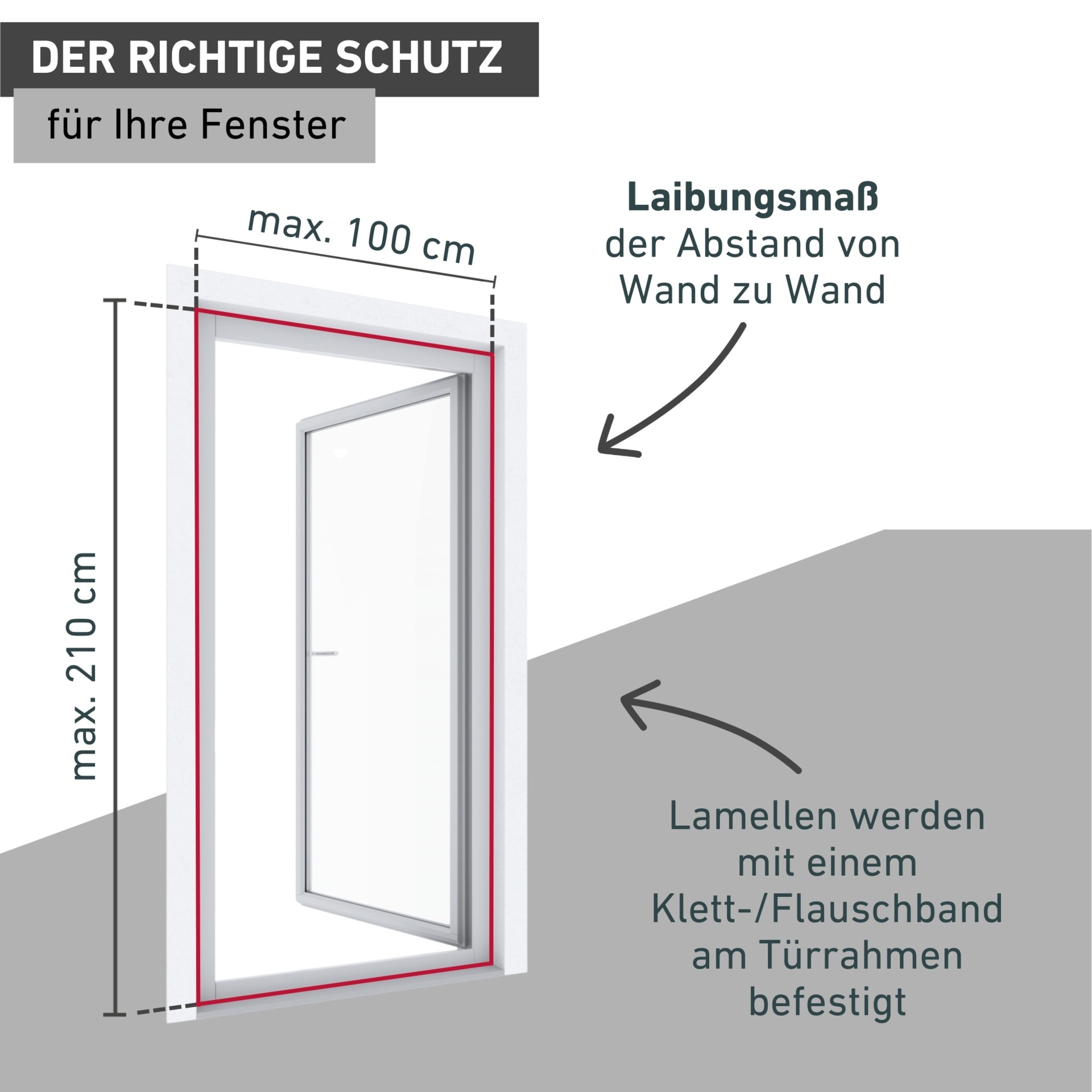 Windhager Insektenschutz-Vorhang »Basic aus UV-beständigem Polyestergewebe, Fliegengitter Tür Vorhang« Lamellenvorhang für Türen, 100 x 210 cm, anthrazit, ohne bohren