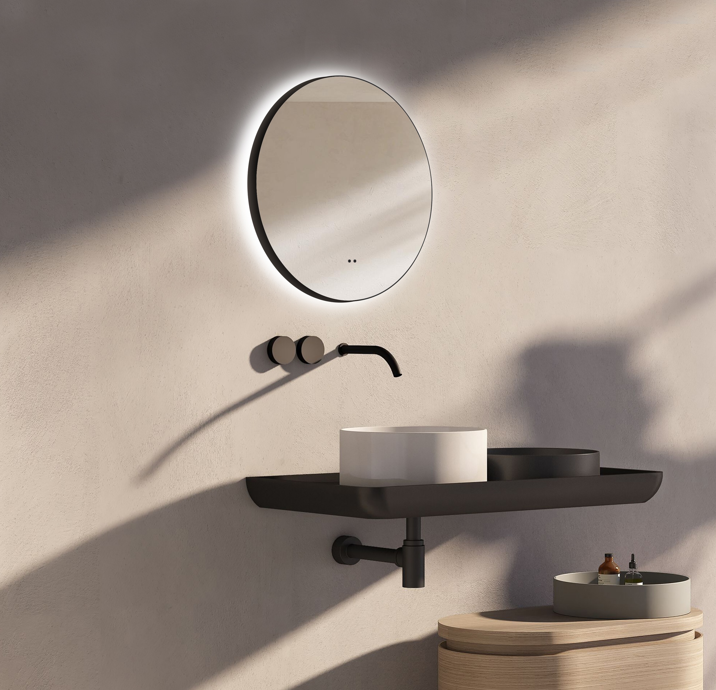 Talos Spiegel »TALOS VERONA«, Hand Wave Sensor, Shine in matt, Ø50 cm