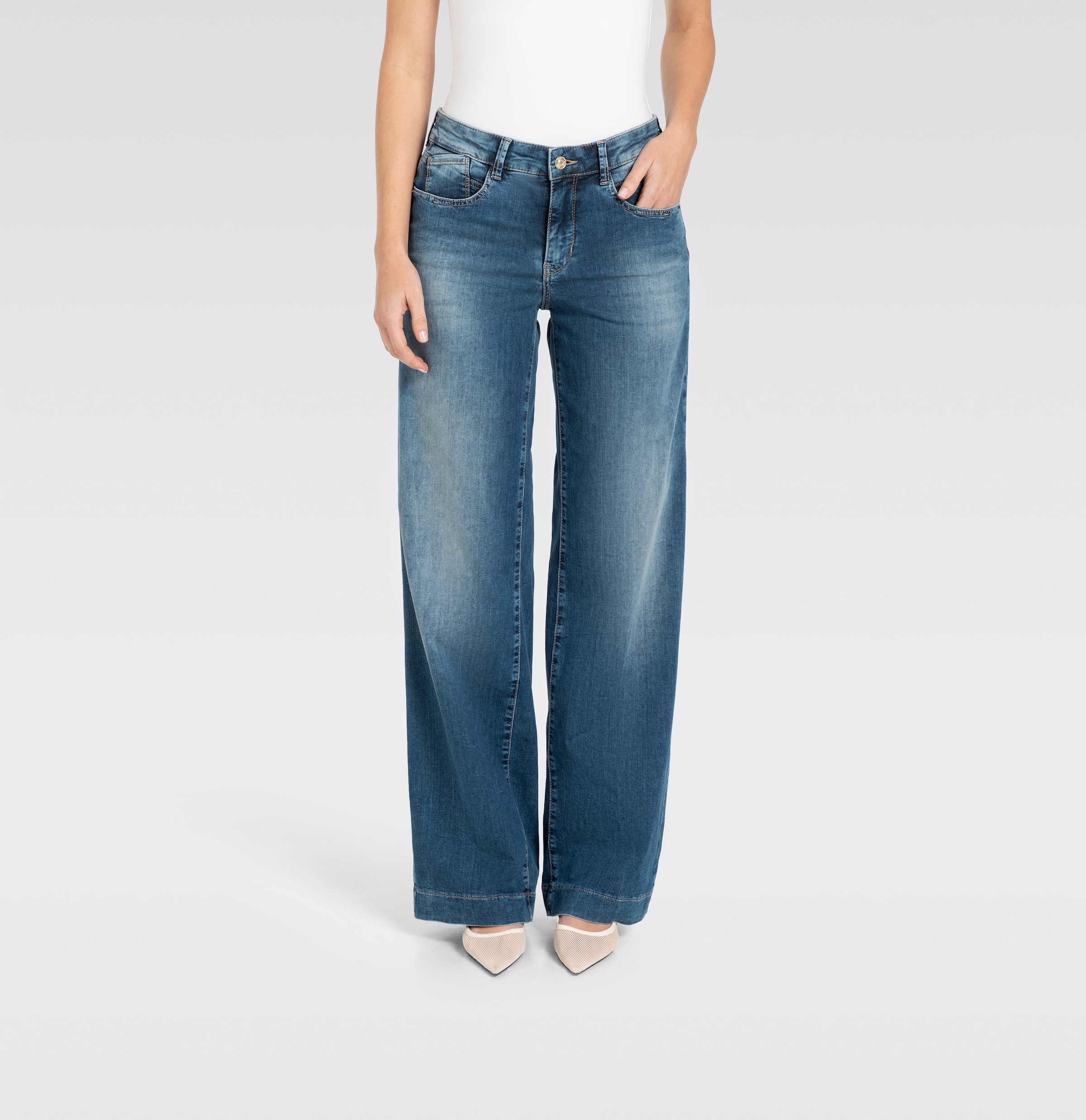 MAC Stretch-Jeans »RICH PALAZZO« Naht-Details an den Gesäßtaschen