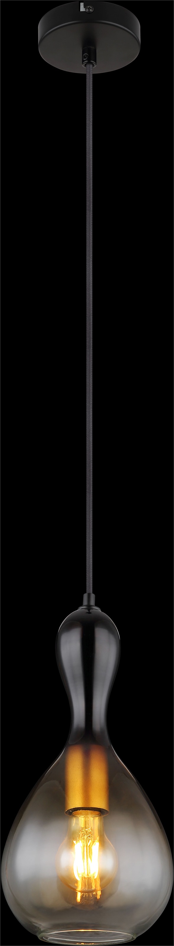 GLOBO LIGHTING Hängeleuchte »ALADDIN« E27 1 Stk. Pendelleuchte/goldfarben/Glas rauchfarben/amber/Höhe kürzbar