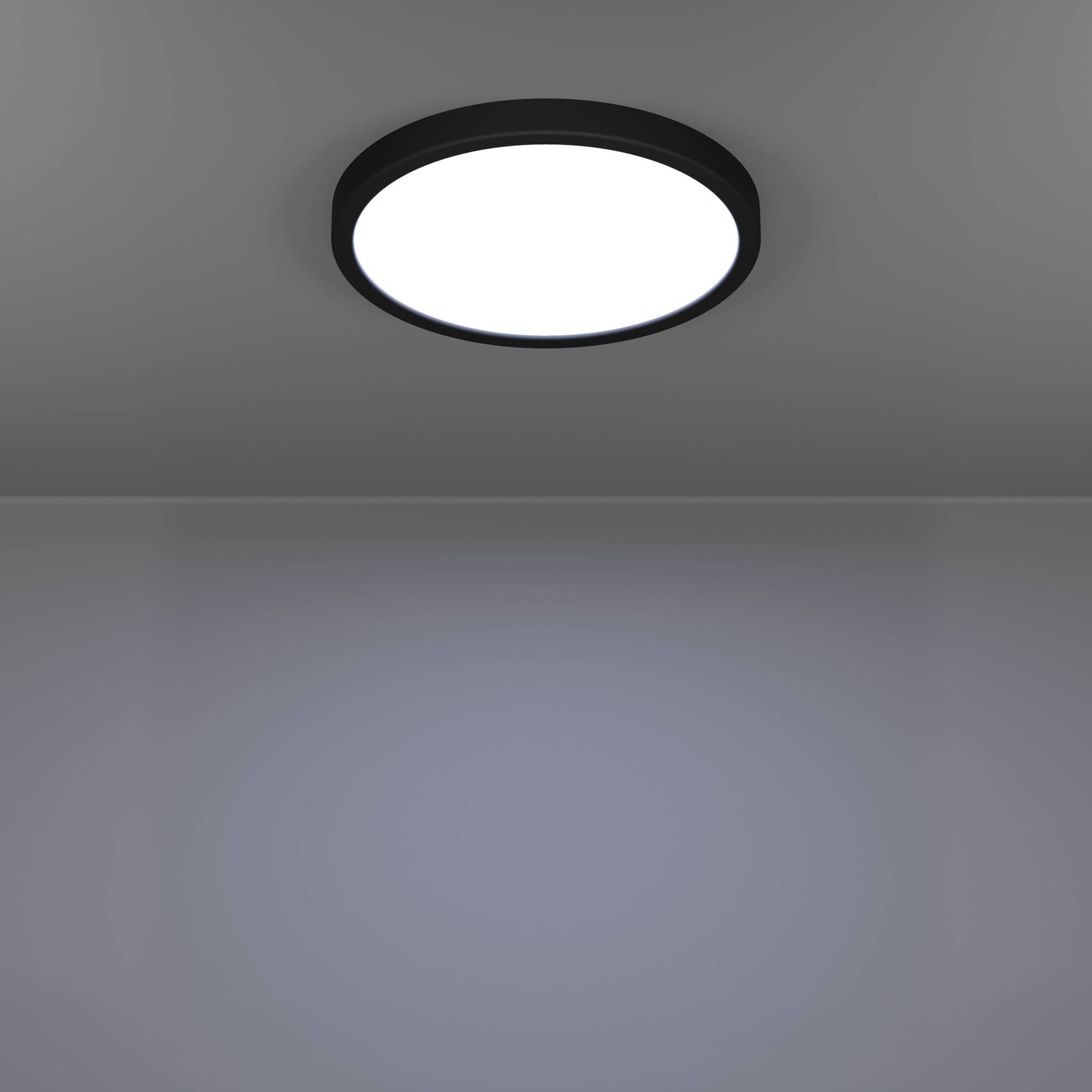 EGLO Aufbauleuchte »Fueva 6 Deckenleuchte, Aufbaulampe, Kunststoff, Deckenbeleuchtung« LED-Modul 1 Stk. Kaltweiß | Neutralweiß | Warmweiß Aufbauleuchte - H2,5 x Ø27,8 cm - schwarz - 14,2W inkl.