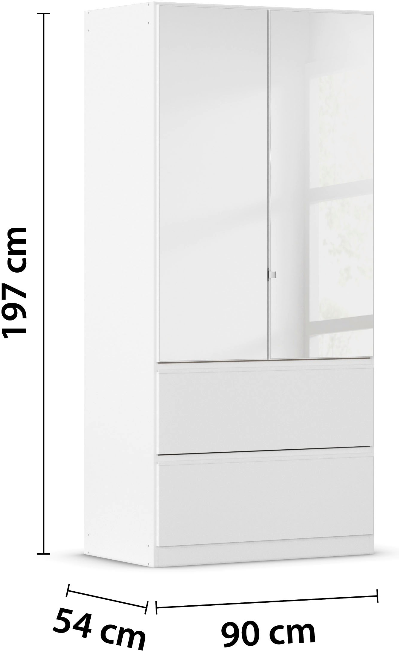 rauch Drehtürenschrank »Kleiderschrank Schrank Garderobe Wäscheschrank COSTA in 3 Breiten«, mit Spiegel, grifflose Front und Push-to-Open Funktion MADE IN GERMANY