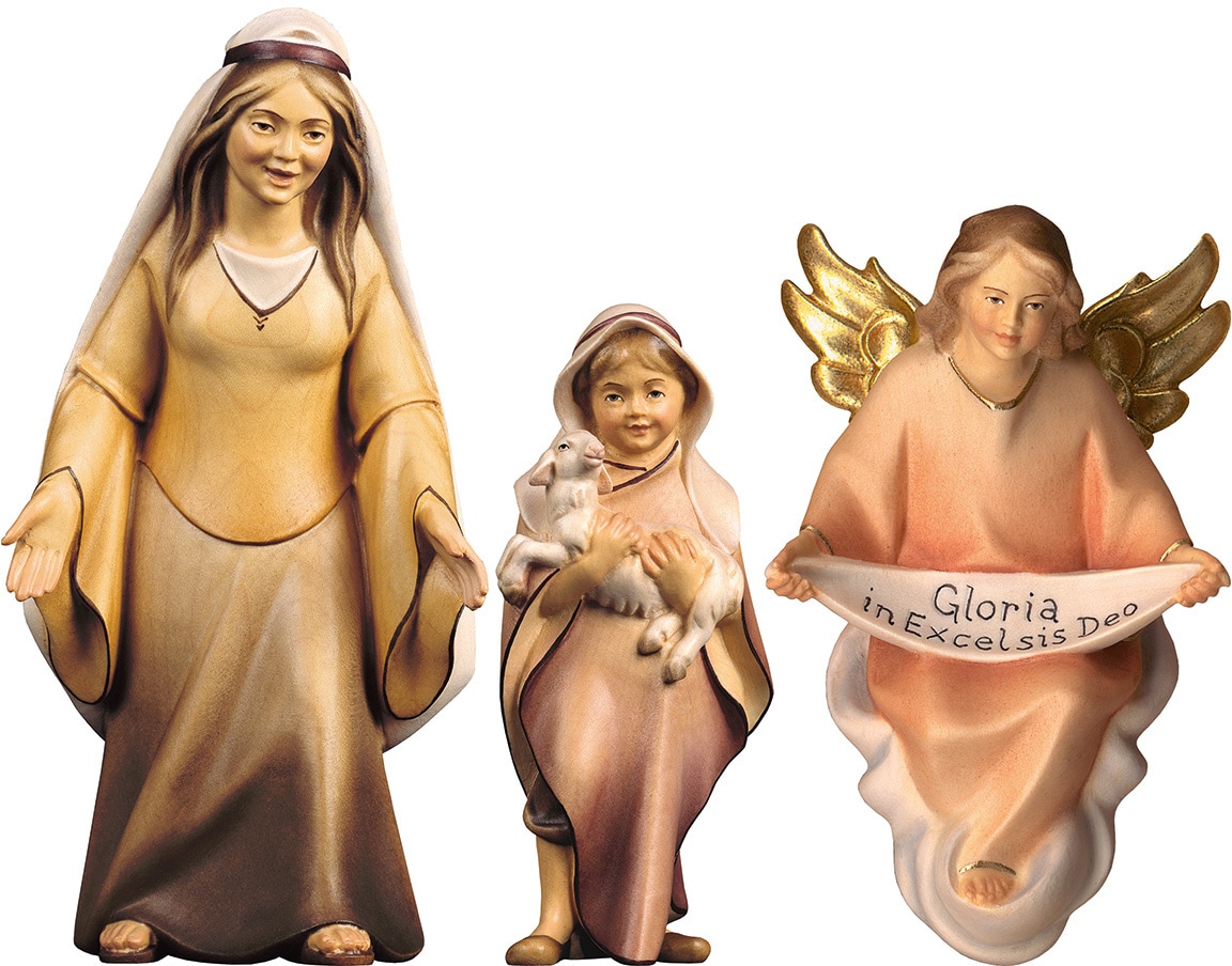 ULPE WOODART Krippenfigur »Hirtin mit Hirtenjunge und Engel,  Weihnachtsdeko«, zur Komet Krippe, Handarbeit auf Raten kaufen