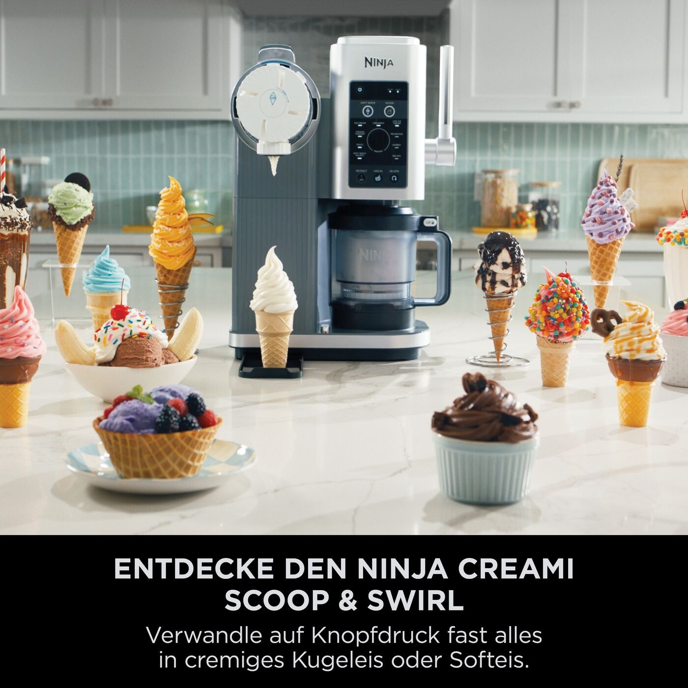 NINJA Eismaschine »Ninja CREAMi Scoop & Swirl 13-in-1 Softeis- und Eismaschine NC701EU« 0,48 l Softeis & Eismaschine NC701EU