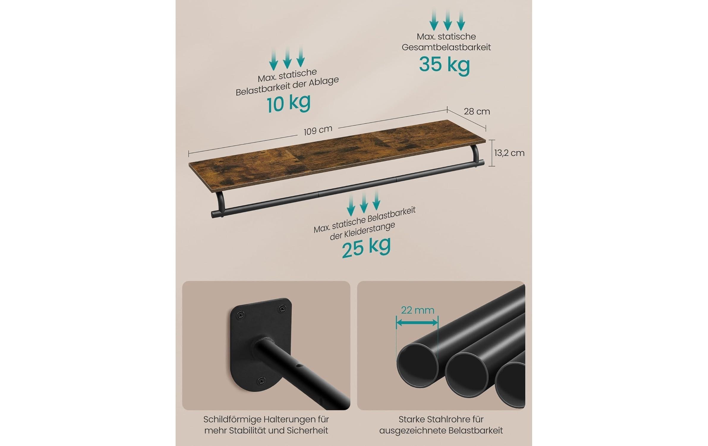 SONGMICS Wandgarderobe »109 cm x 13,2 cm«