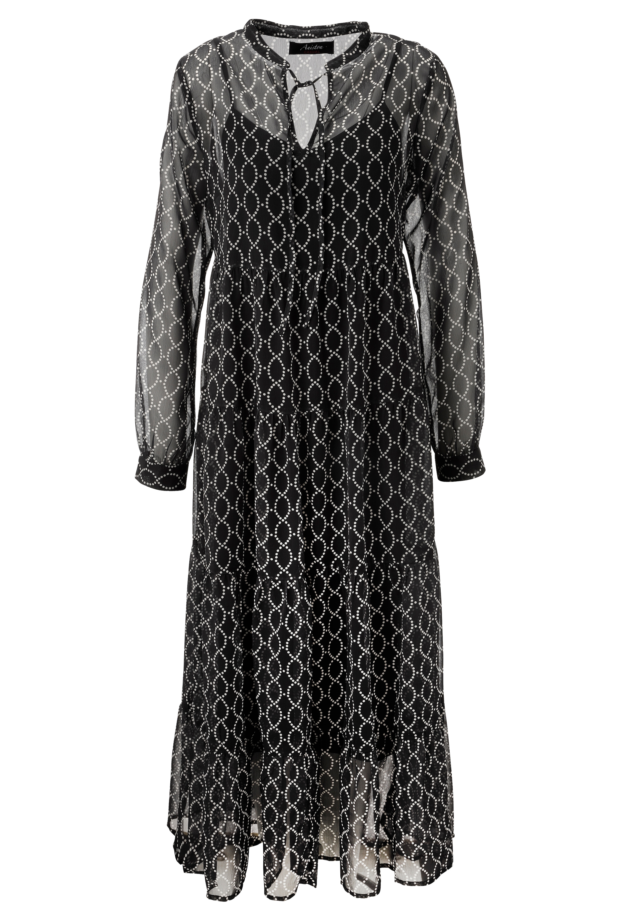 Aniston CASUAL Maxikleid, (mit Jersey-Unterkleid), mit interessantem Kettendruck aus Punkten - NEUE KOLLEKTION