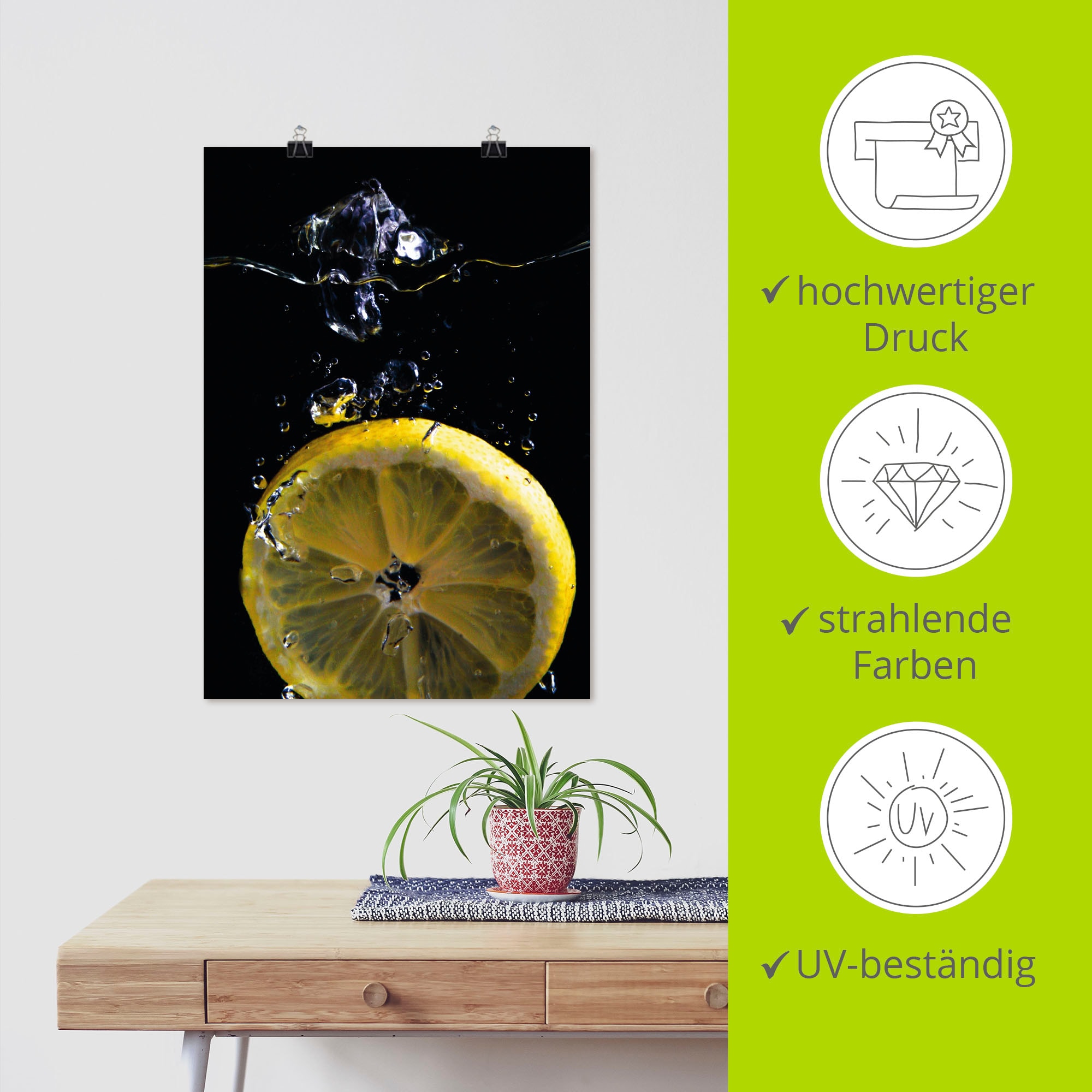 Artland Wandbild »Zitrone«, Lebensmittel, (1 St.), als Alubild, Outdoorbild, Leinwandbild, Poster in verschied. Größen