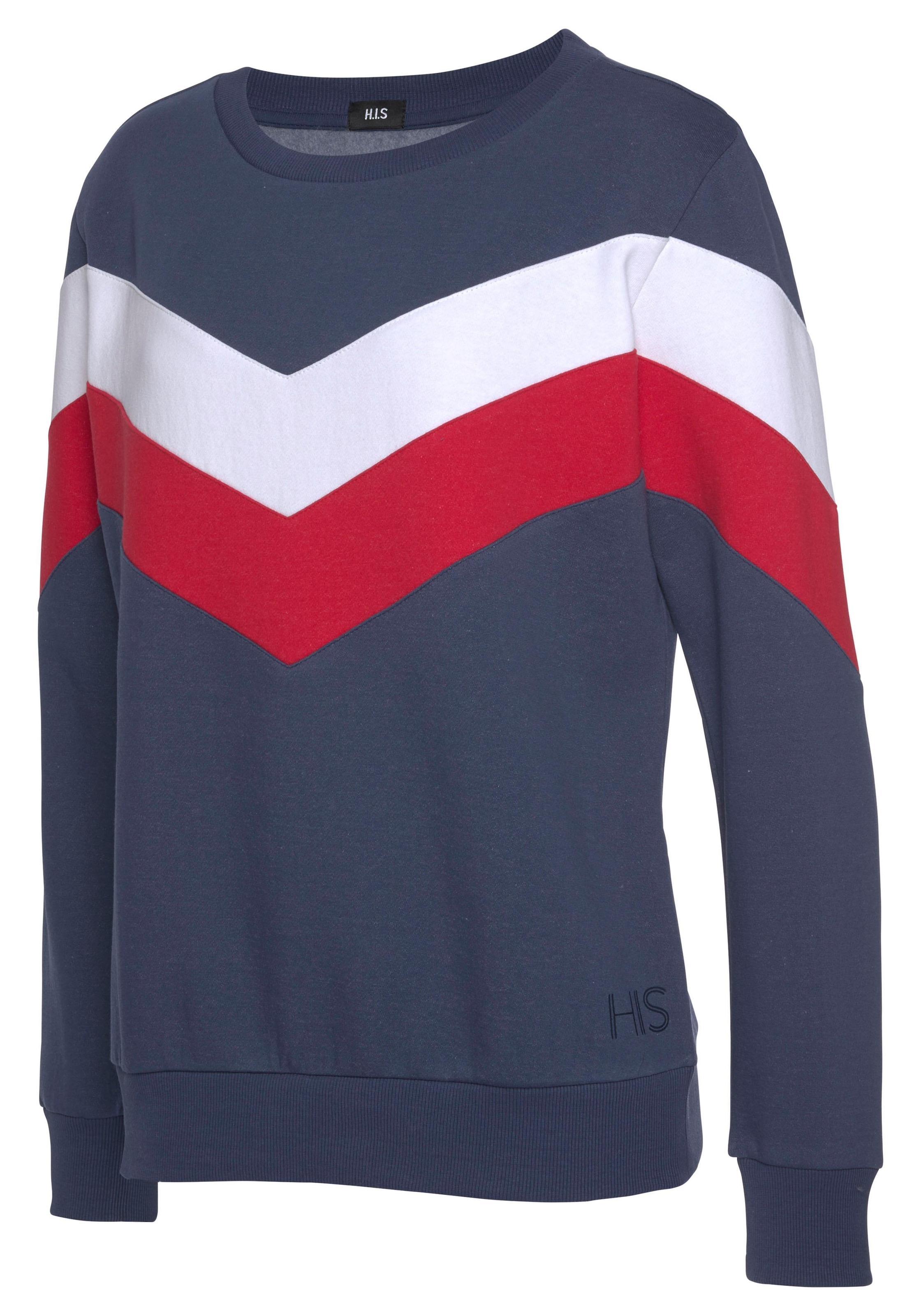 H.I.S Sweatshirt, mit Kontraststreifen an Vorderseite und Ärmeln, Loungewear