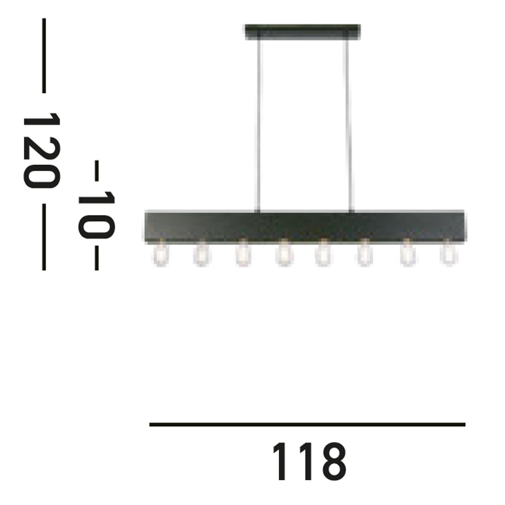 Searchlight Hängeleuchte »Piano 8Lt Diner Bar Pendant - Matt Black Metal« E27 1 Stk.