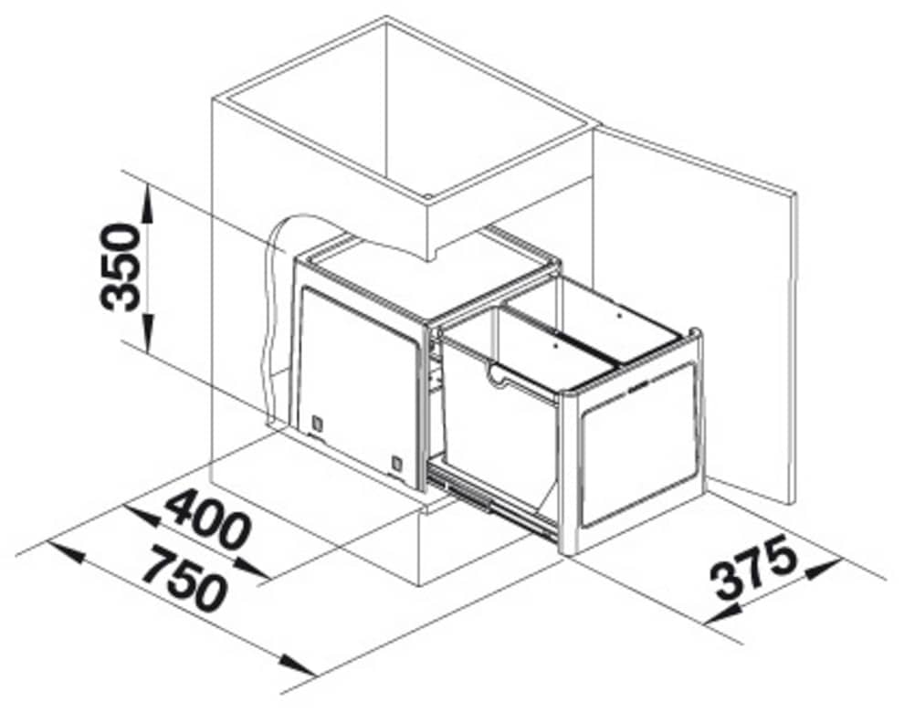 Blanco Mülltrennsystem »Botton Pro 45/3« 2 Behälter manuell, Kunststoff, 60 mm Untermass