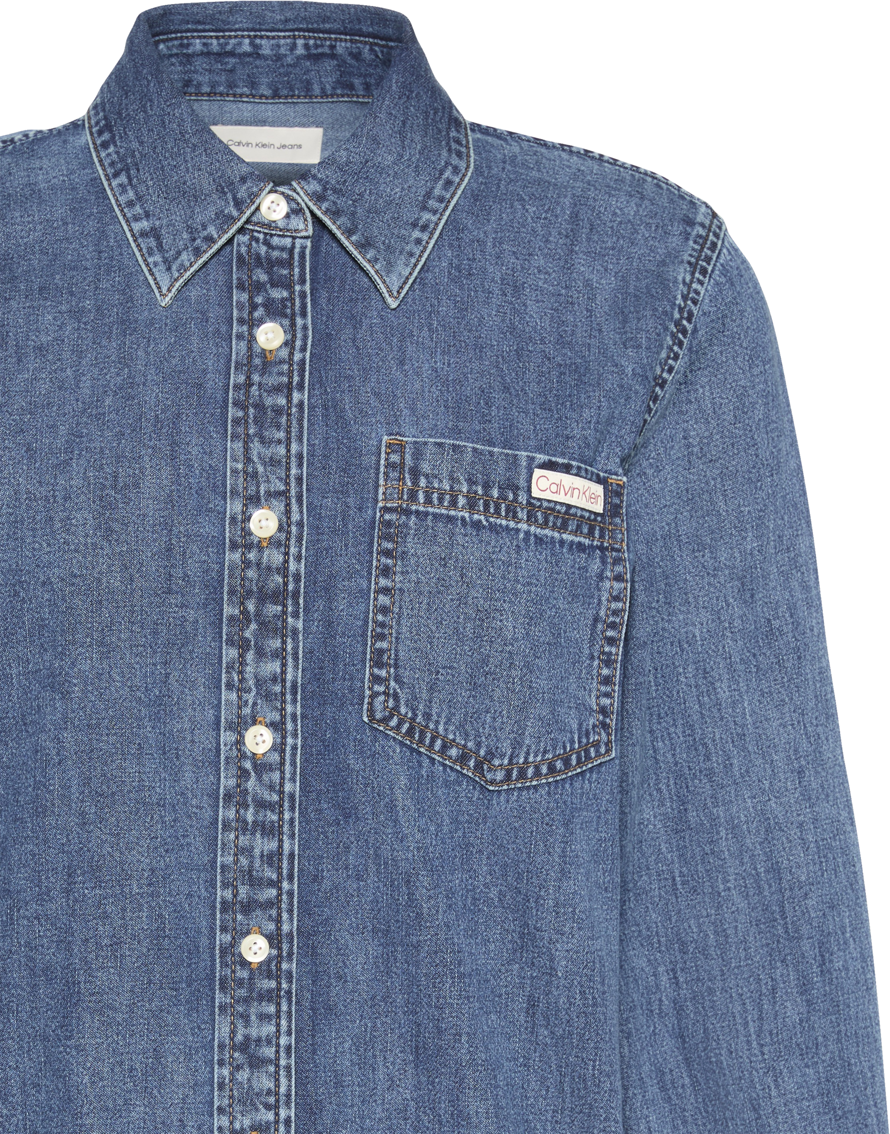 Calvin Klein Jeans Jeansbluse Regular fit, Brusttasche, abgerundeter Saum