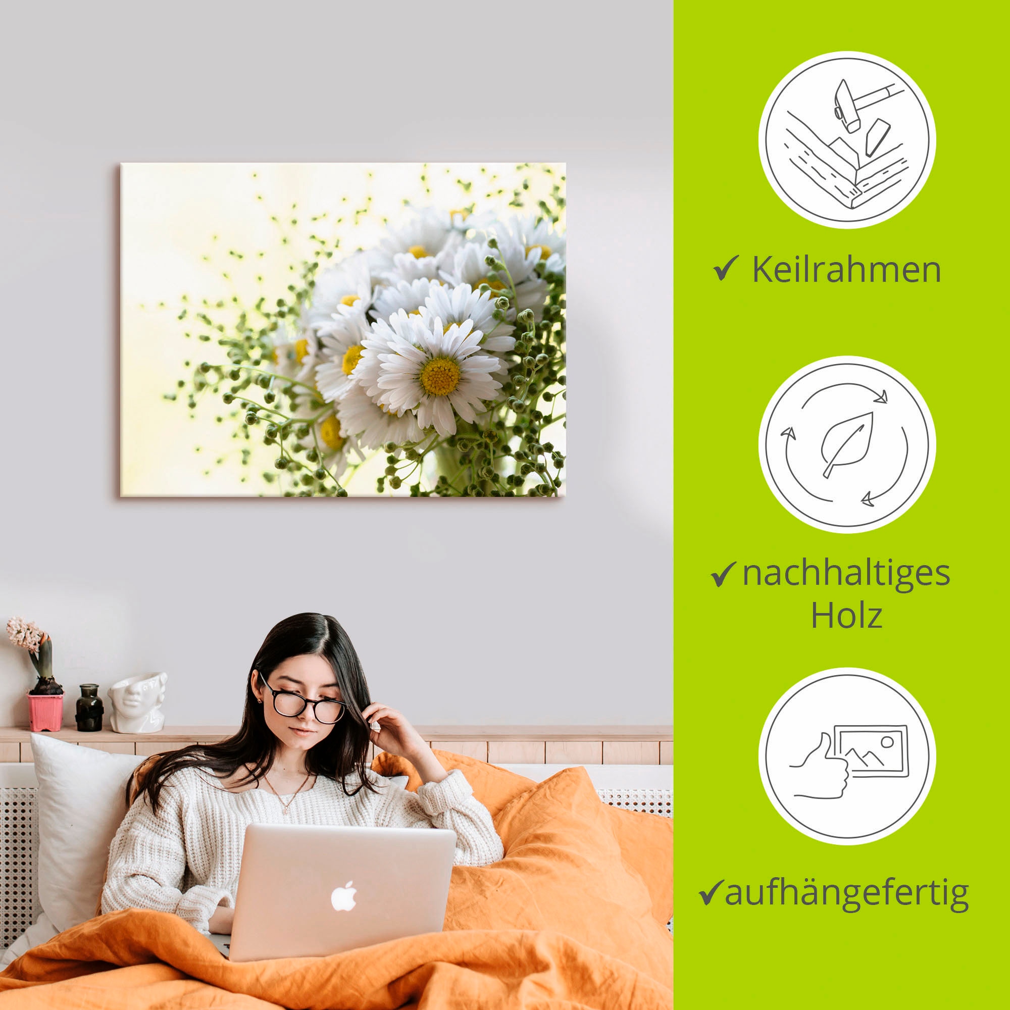 Artland Wandbild »Gänseblümchen und Hofstaat«, Blumen, (1 St.), als Leinwandbild, Poster, Wandaufkleber in verschied. Größen