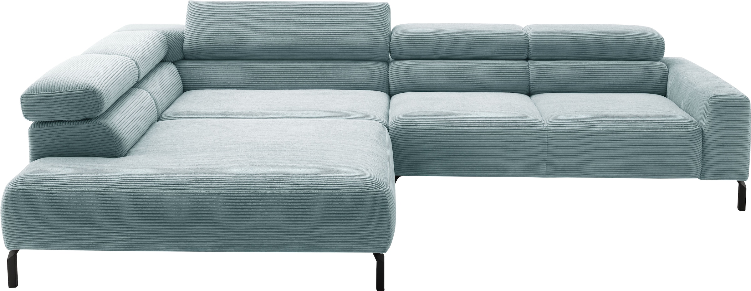 Home affaire Ecksofa »Antonelli, L-Form,  incl. Kopfteilverstellung, Breite 312 cm« ohne Sitztiefenverstellung, in Cord, bleu