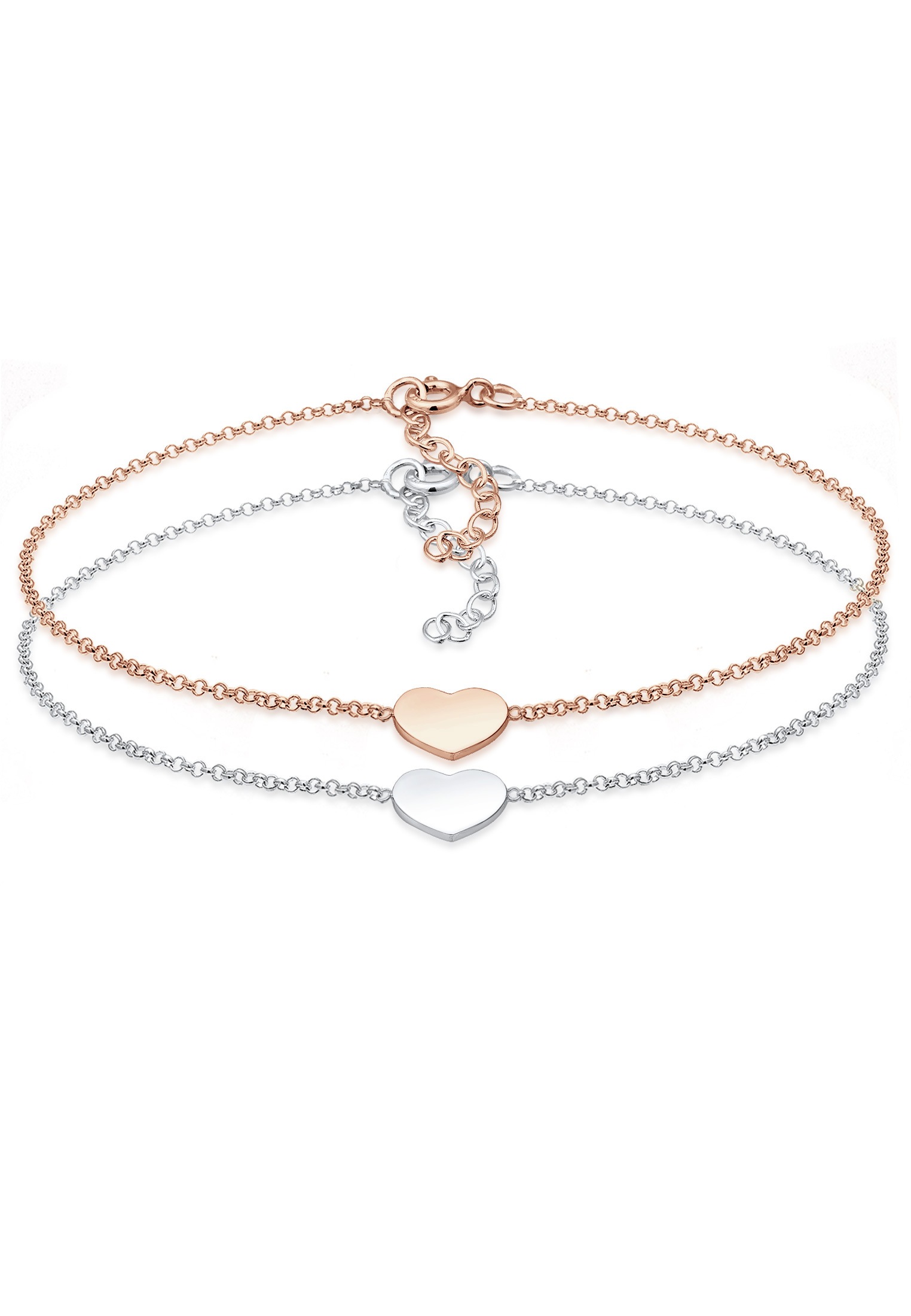 Elli Armband Set »Herz Paar Freundschaft Bi-Color 925er Silber«